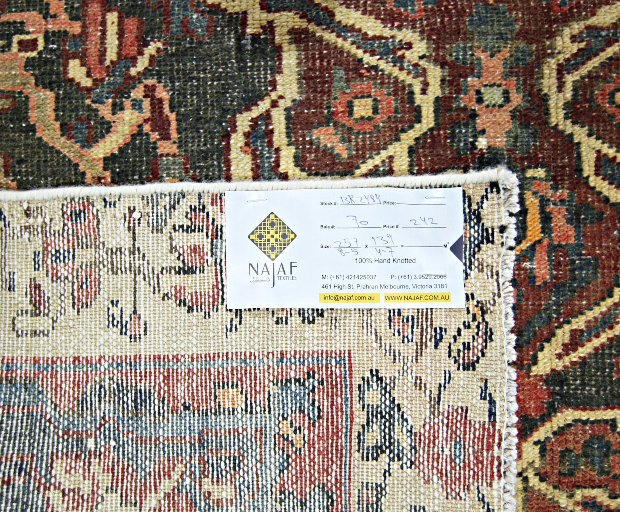 Handmade Vintage Persian Rug | 257 x 139 cm | 8'5" x 4'7" - Najaf Rugs & Textile