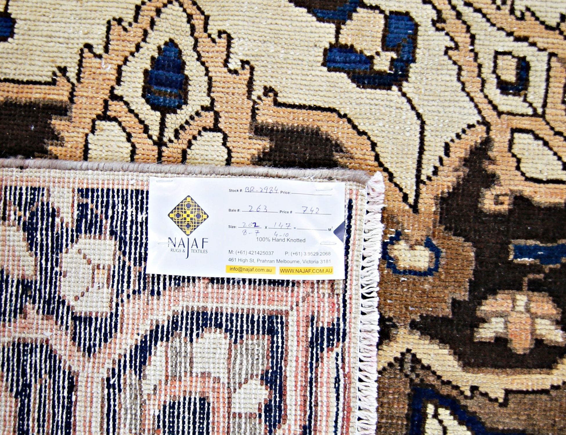 Handmade Vintage Persian Rug | 262 x 147 cm | 8'7" x 4'10" - Najaf Rugs & Textile