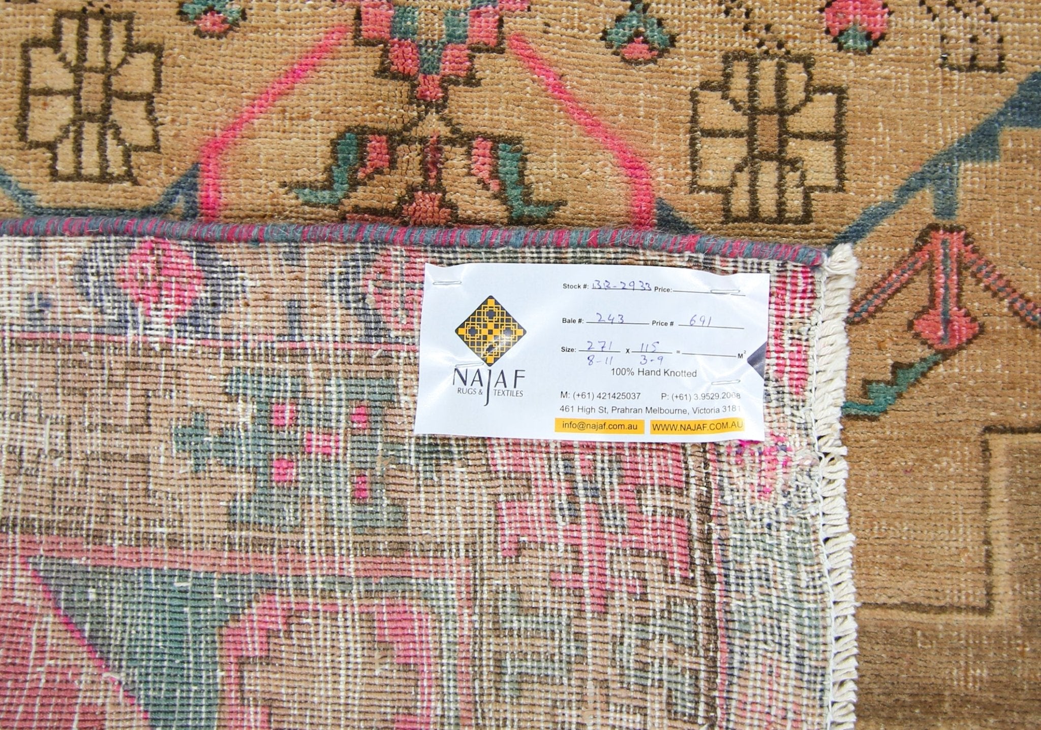 Handmade Vintage Persian Rug | 271 x 115 cm | 8'11" x 3'9" - Najaf Rugs & Textile