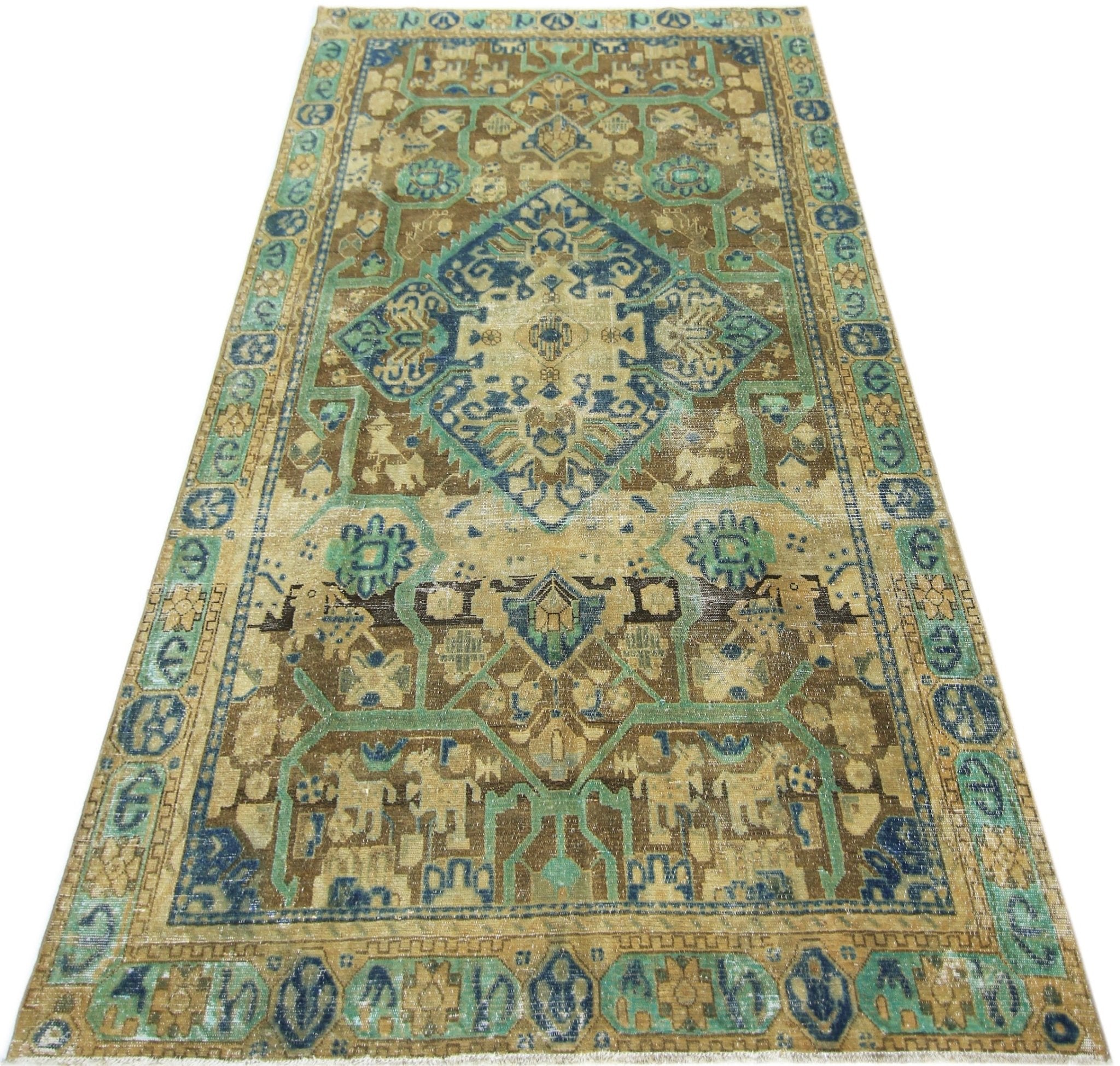 Handmade Vintage Persian Rug | 278 x 158 cm | 9'1" x 5'2" - Najaf Rugs & Textile