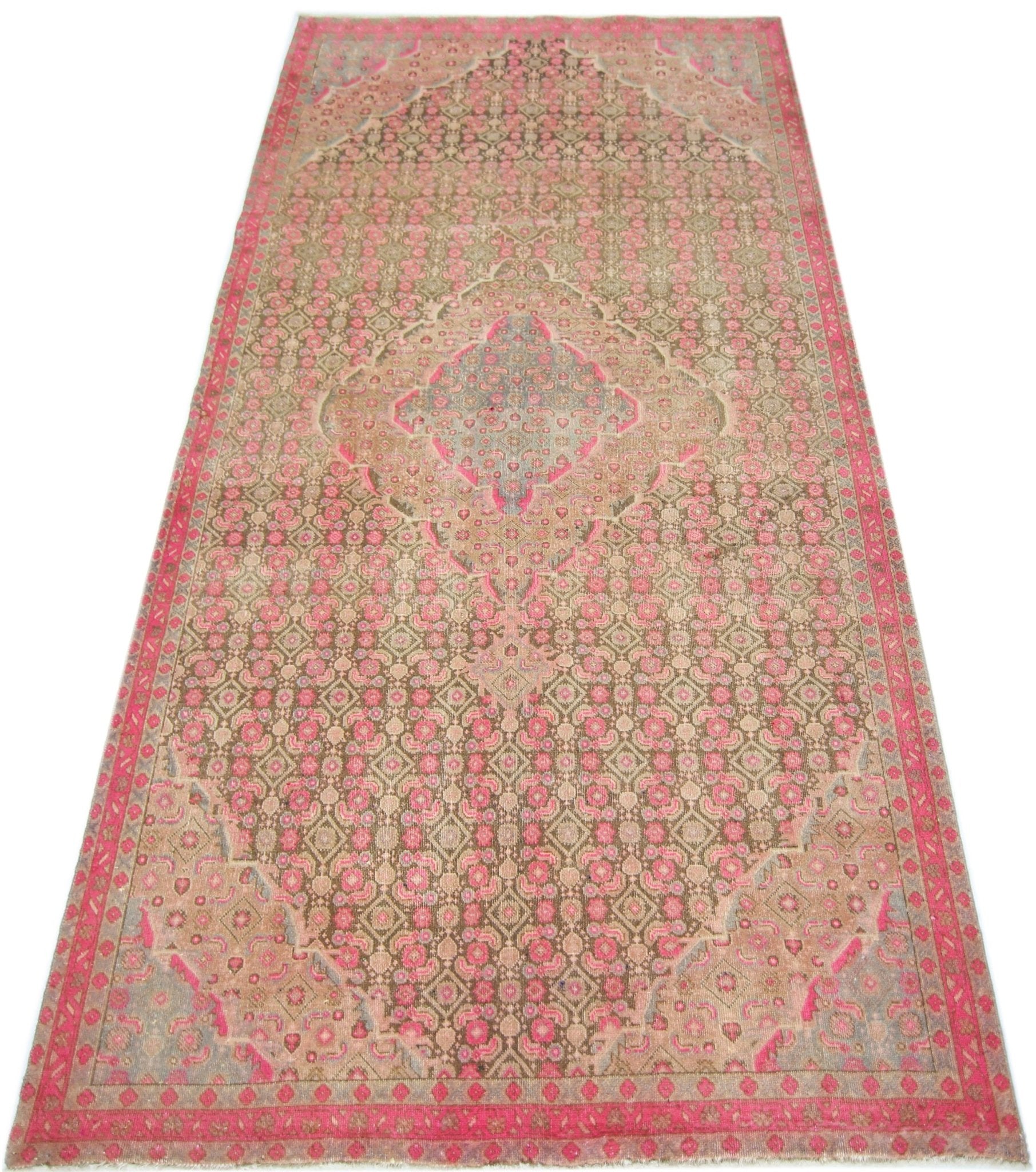 Handmade Vintage Persian Rug | 282 x 146 cm | 9'3" x 4'10" - Najaf Rugs & Textile