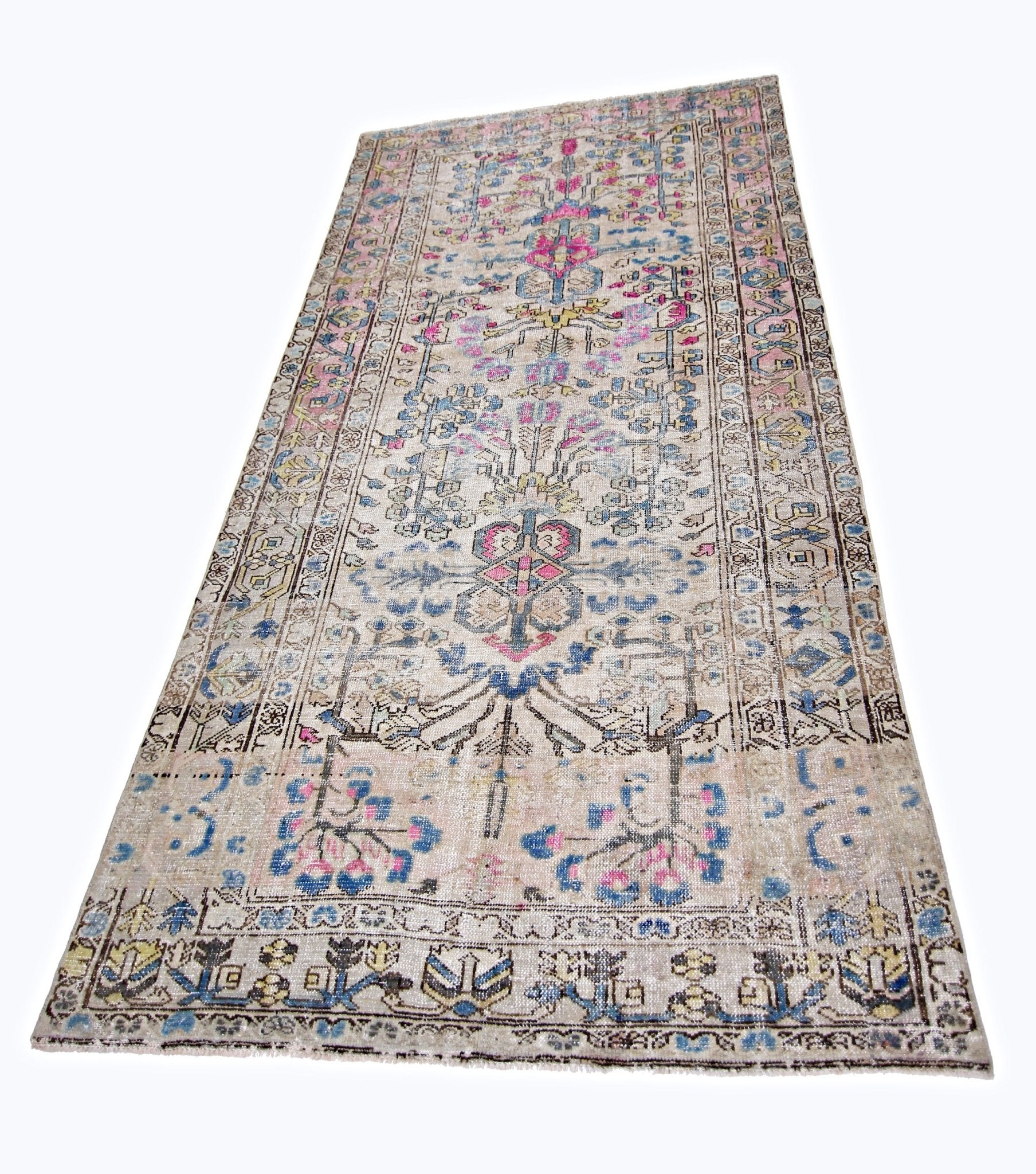 Handmade Vintage Persian Rug | 282 x 149 cm | 9'3" x 4'11" - Najaf Rugs & Textile