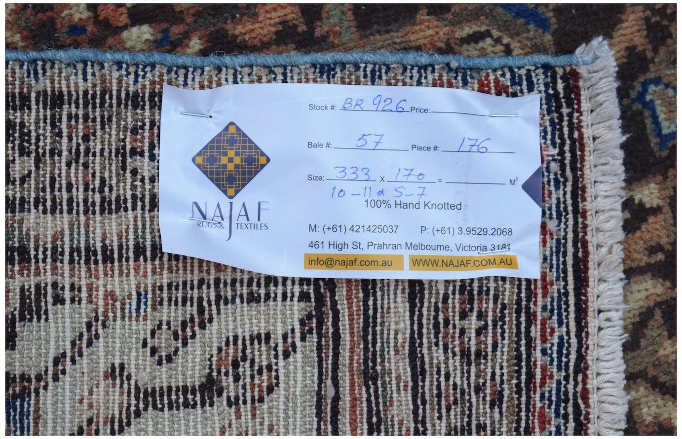 Handmade Vintage Persian Rug | 333 x 170 cm | 10'11" x 5'7" - Najaf Rugs & Textile
