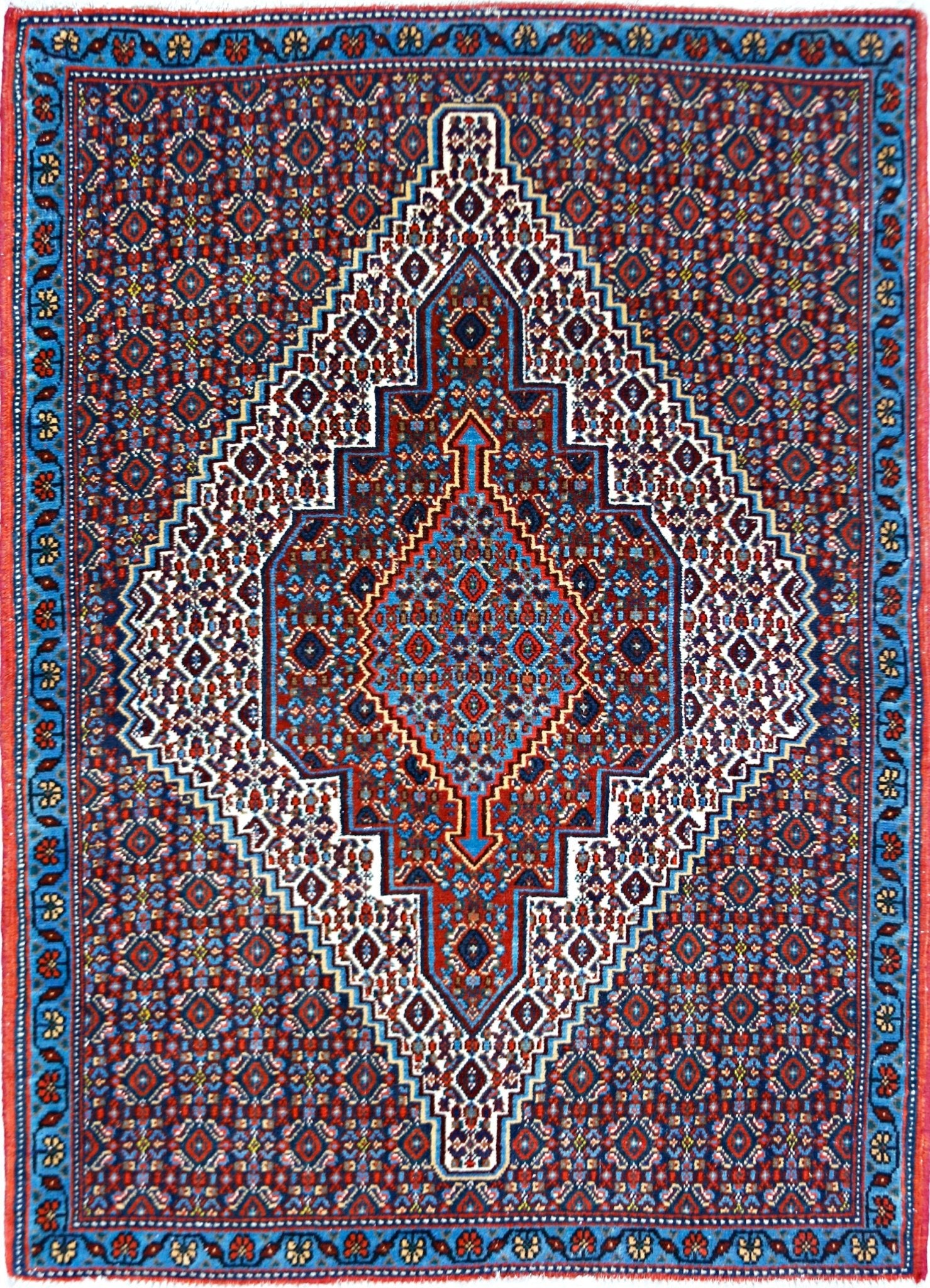 Handmade Vintage Persian Sanandaj Rug | 108 x 80 cm | 3'7" x 2'8" - Najaf Rugs & Textile