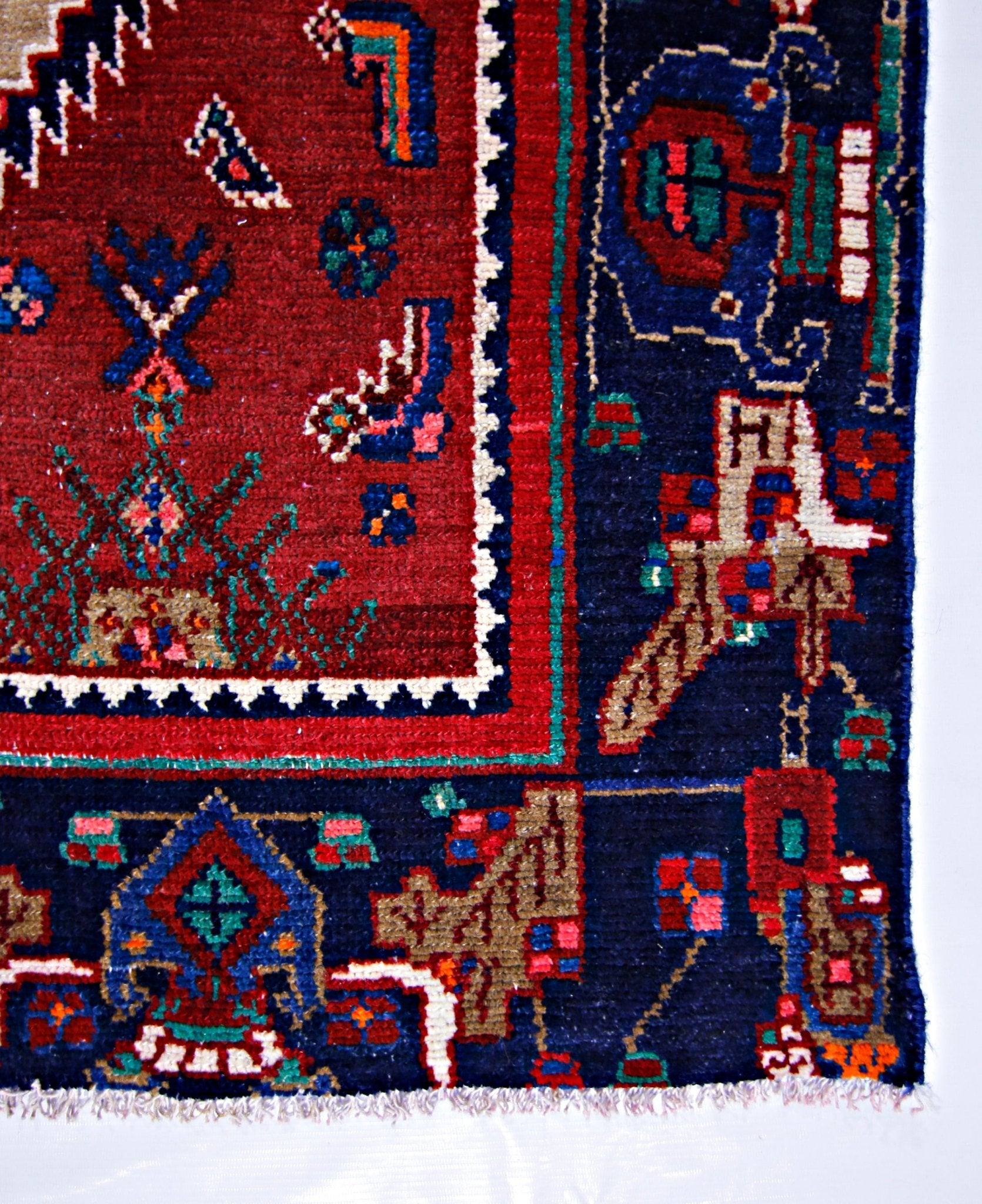 Handmade Vintage Persian Sanandaj Rug | 193 x 120 cm | 6'4" x 3'11" - Najaf Rugs & Textile