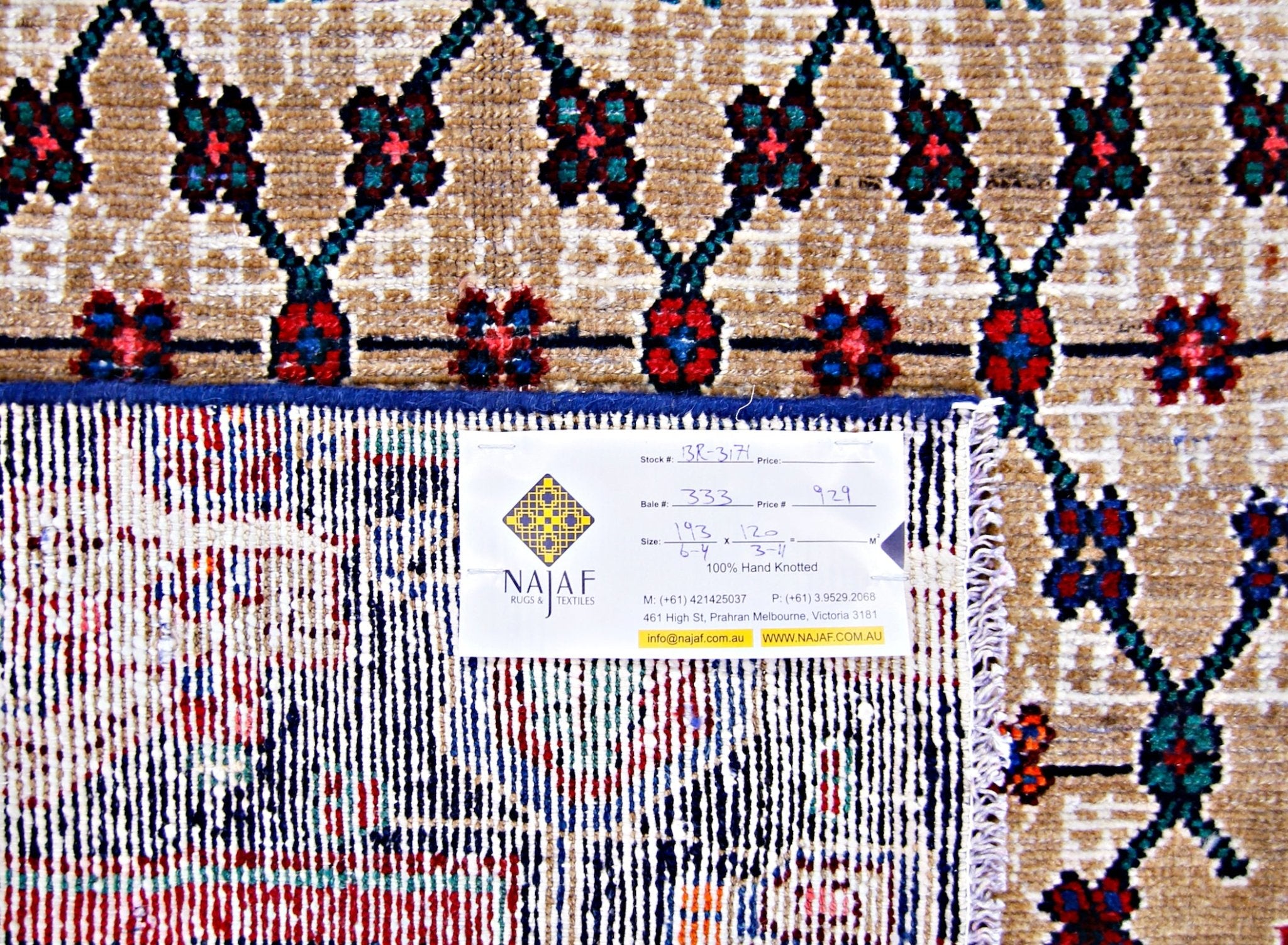 Handmade Vintage Persian Sanandaj Rug | 193 x 120 cm | 6'4" x 3'11" - Najaf Rugs & Textile