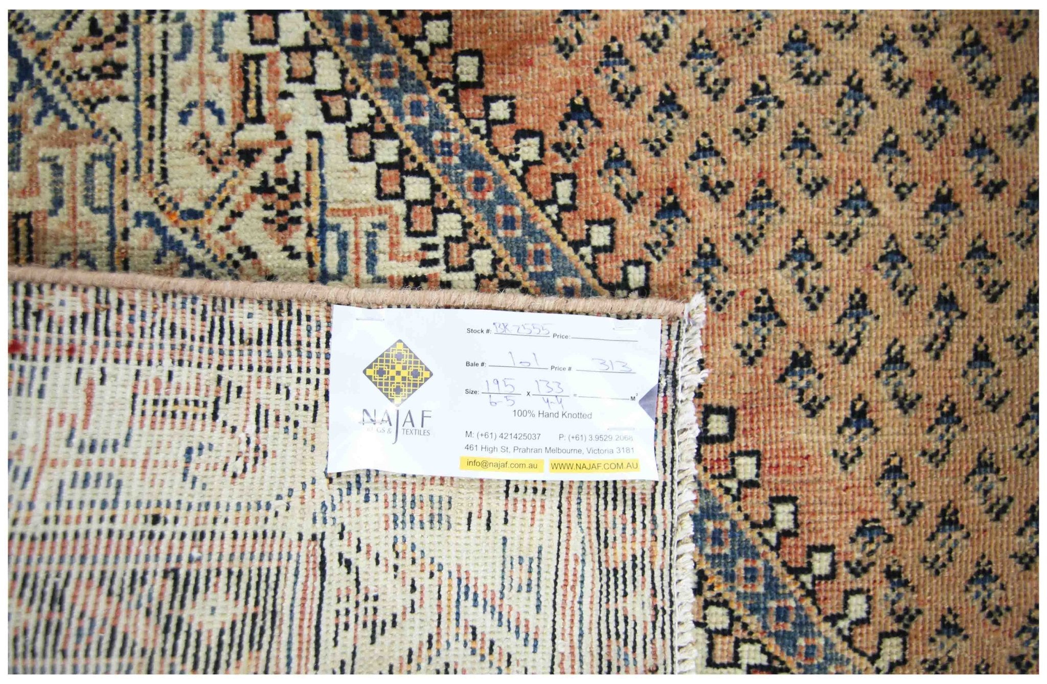 Handmade Vintage Persian Saraband Rug | 195 x 133 cm | 6'5" x 4'4" - Najaf Rugs & Textile