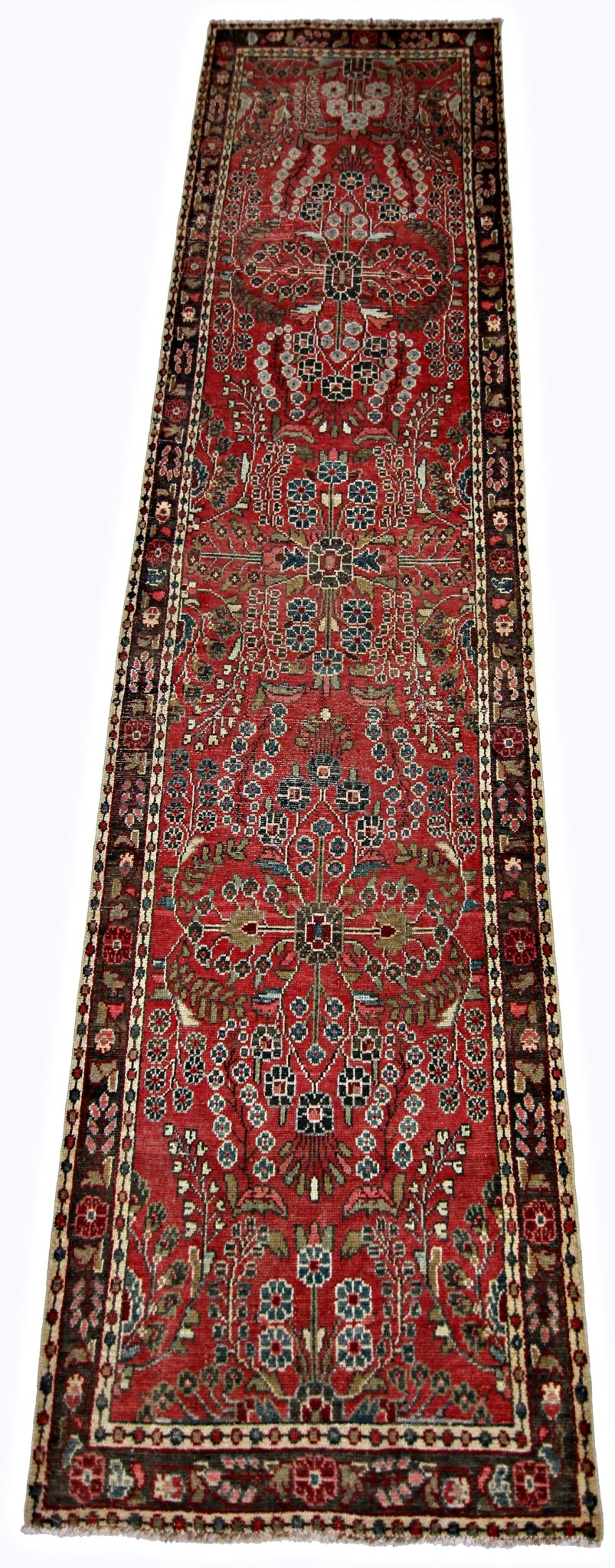 Handmade Vintage Persian Sarouk Hallway Runner | 312 x 76 cm | 10'3" x 2'6" - Najaf Rugs & Textile