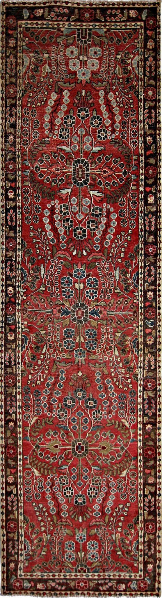 Handmade Vintage Persian Sarouk Hallway Runner | 312 x 76 cm | 10'3" x 2'6" - Najaf Rugs & Textile