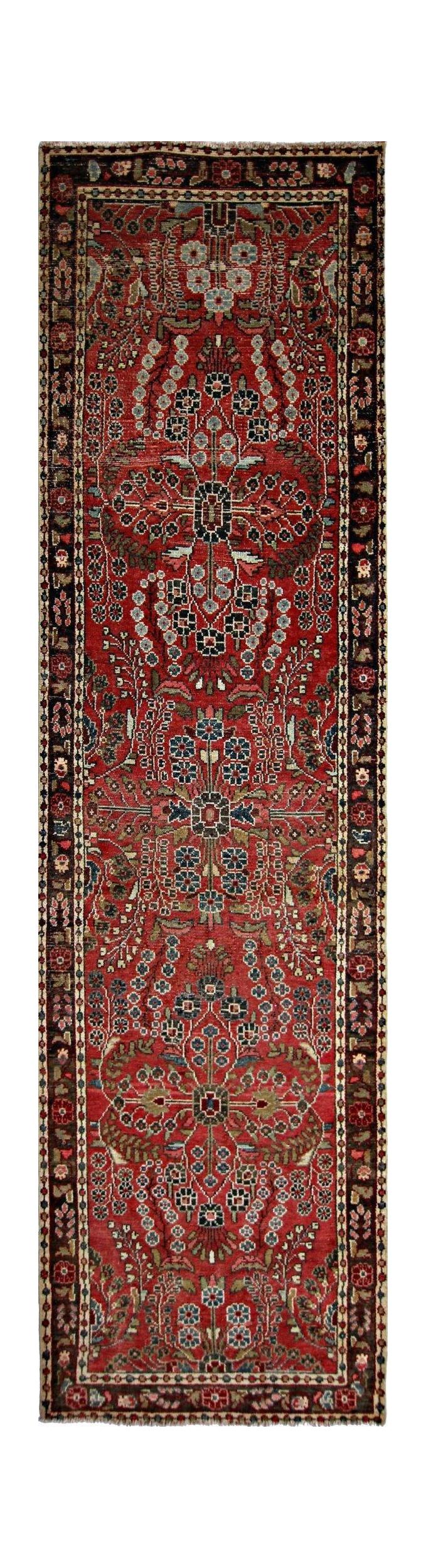 Handmade Vintage Persian Sarouk Hallway Runner | 312 x 76 cm | 10'3" x 2'6" - Najaf Rugs & Textile