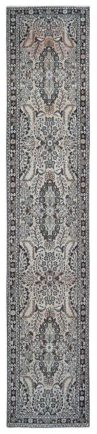 Handmade Vintage Persian Sarouk Hallway Runner | 436 x 95 cm | 14'3" x 3'2" - Najaf Rugs & Textile