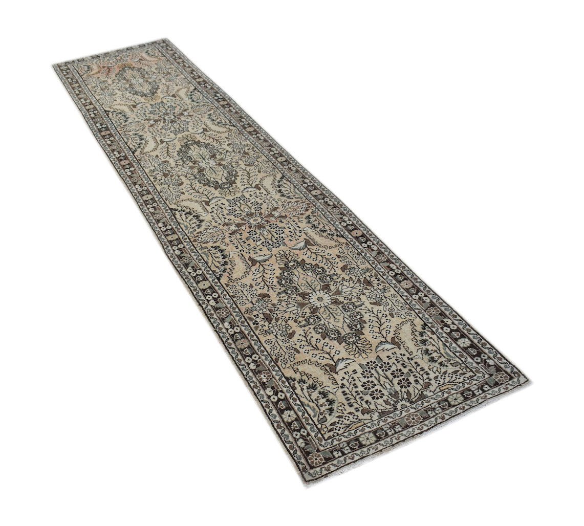 Handmade Vintage Persian Sarouk Hallway Runner | 436 x 95 cm | 14'3" x 3'2" - Najaf Rugs & Textile