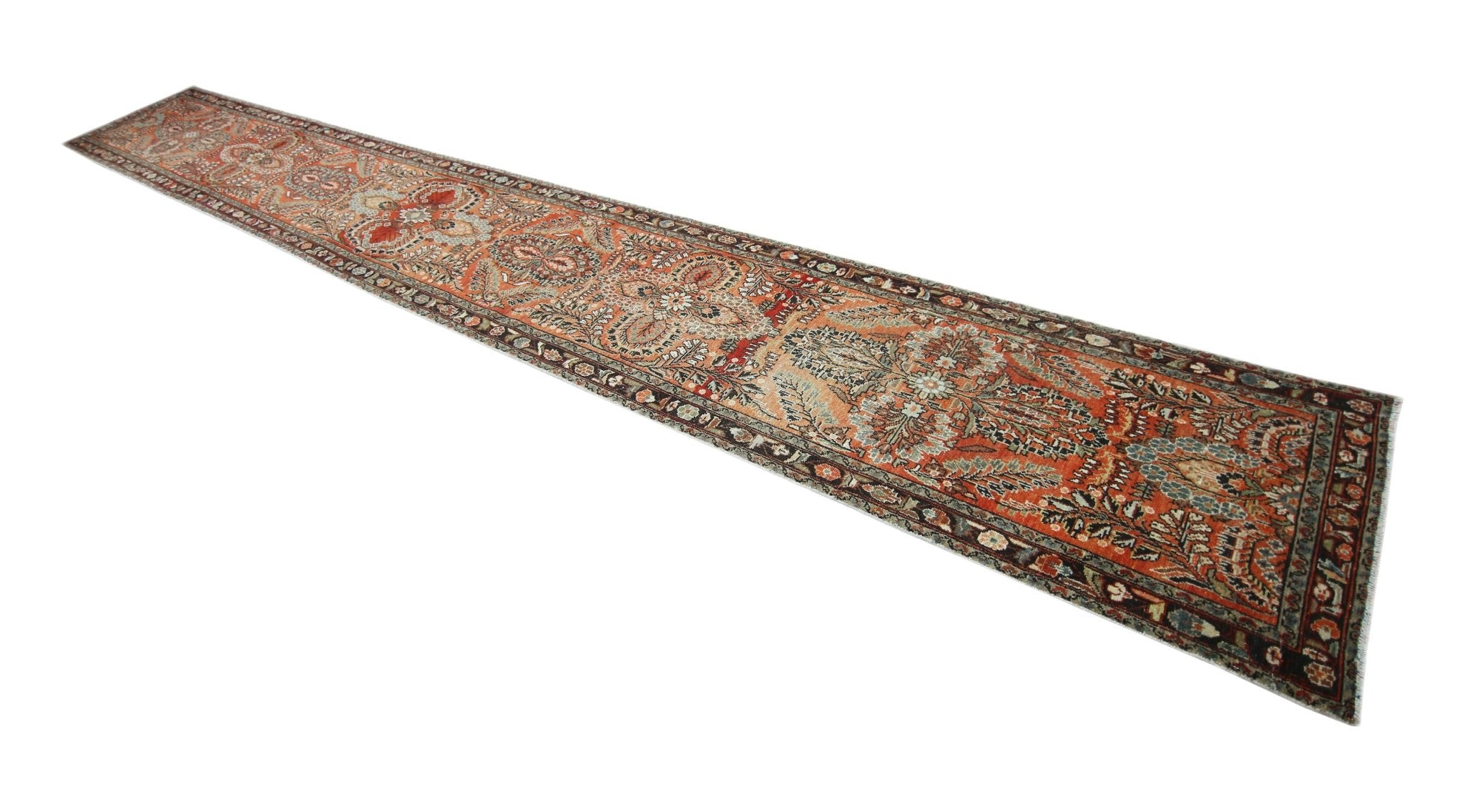 Handmade Vintage Persian Sarouk Hallway Runner | 582 x 80 cm | 19'1" x 2'7" - Najaf Rugs & Textile