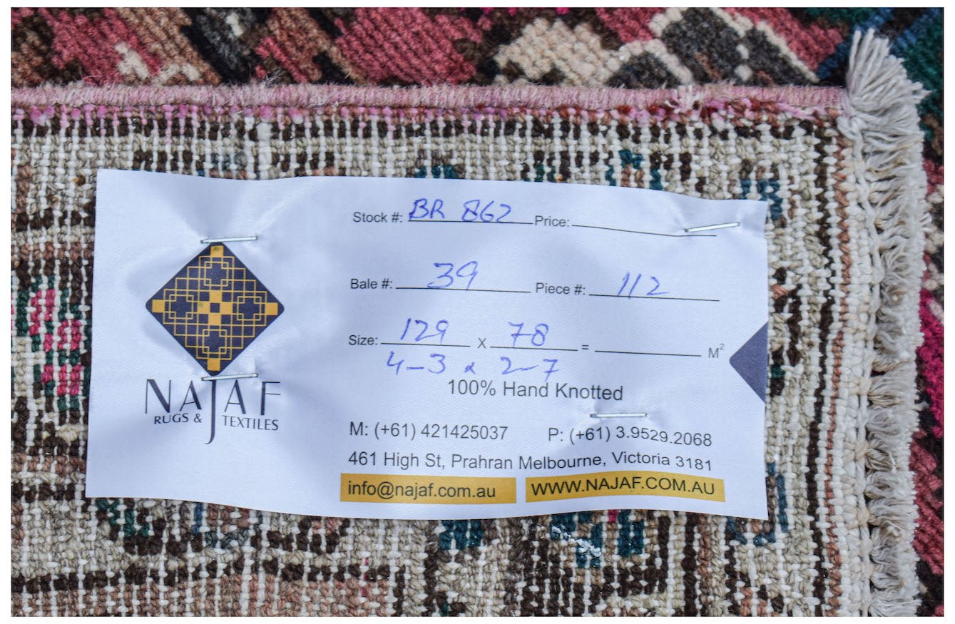 Handmade Vintage Persian Sarouk Rug | 129 x 78 cm | 4'3" x 2'7" - Najaf Rugs & Textile