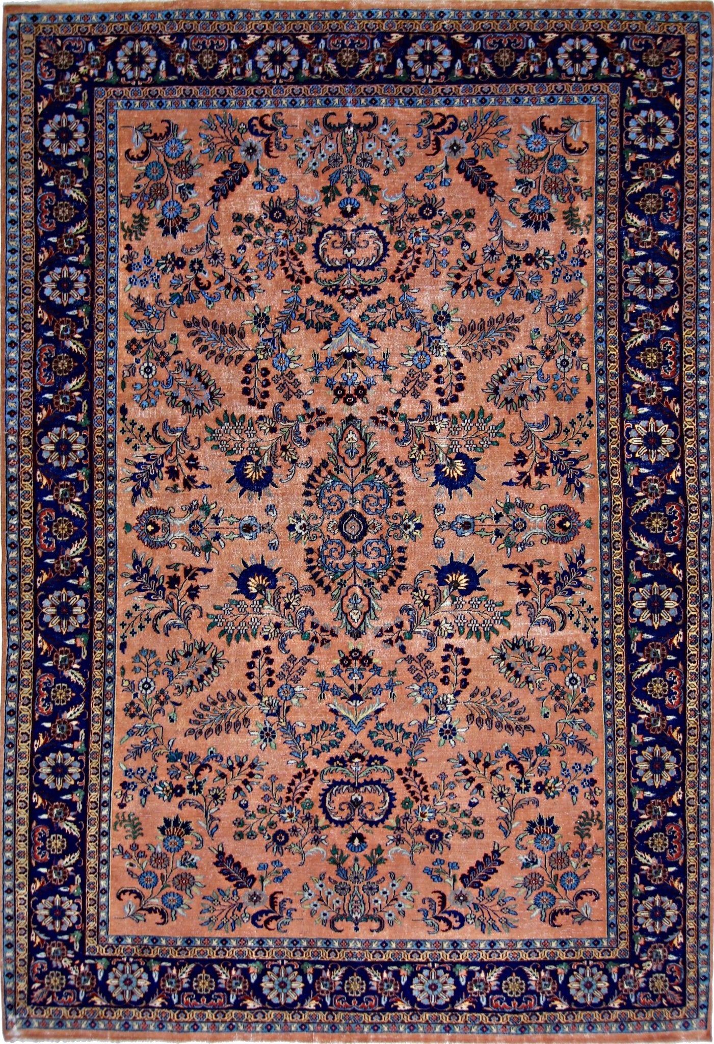 Handmade Vintage Persian Sarouk Rug | 286 x 192 cm | 9'4" x 6'4" - Najaf Rugs & Textile