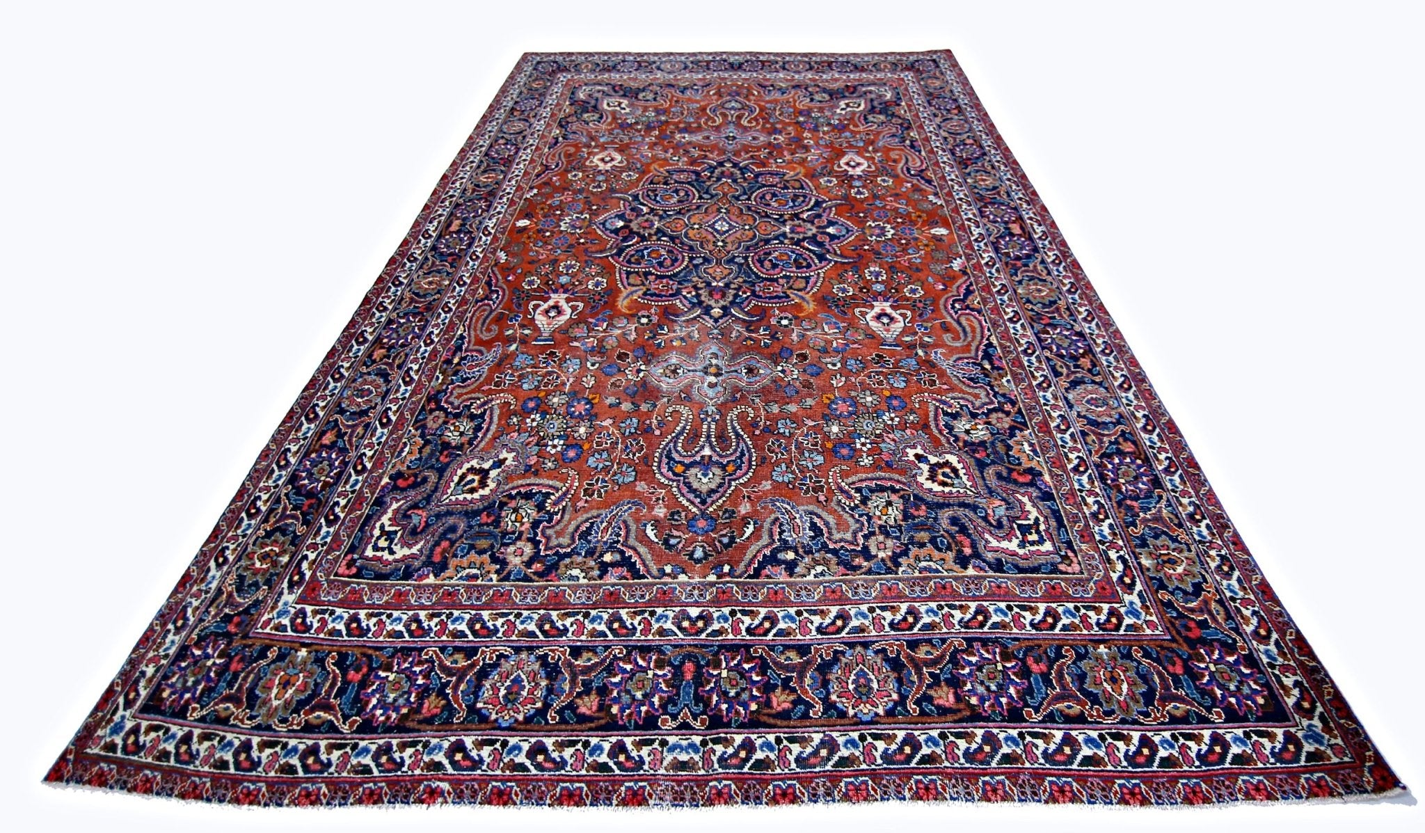Handmade Vintage Persian Sarouk Rug | 298 x 211 cm | 9'9" x 6'11" - Najaf Rugs & Textile