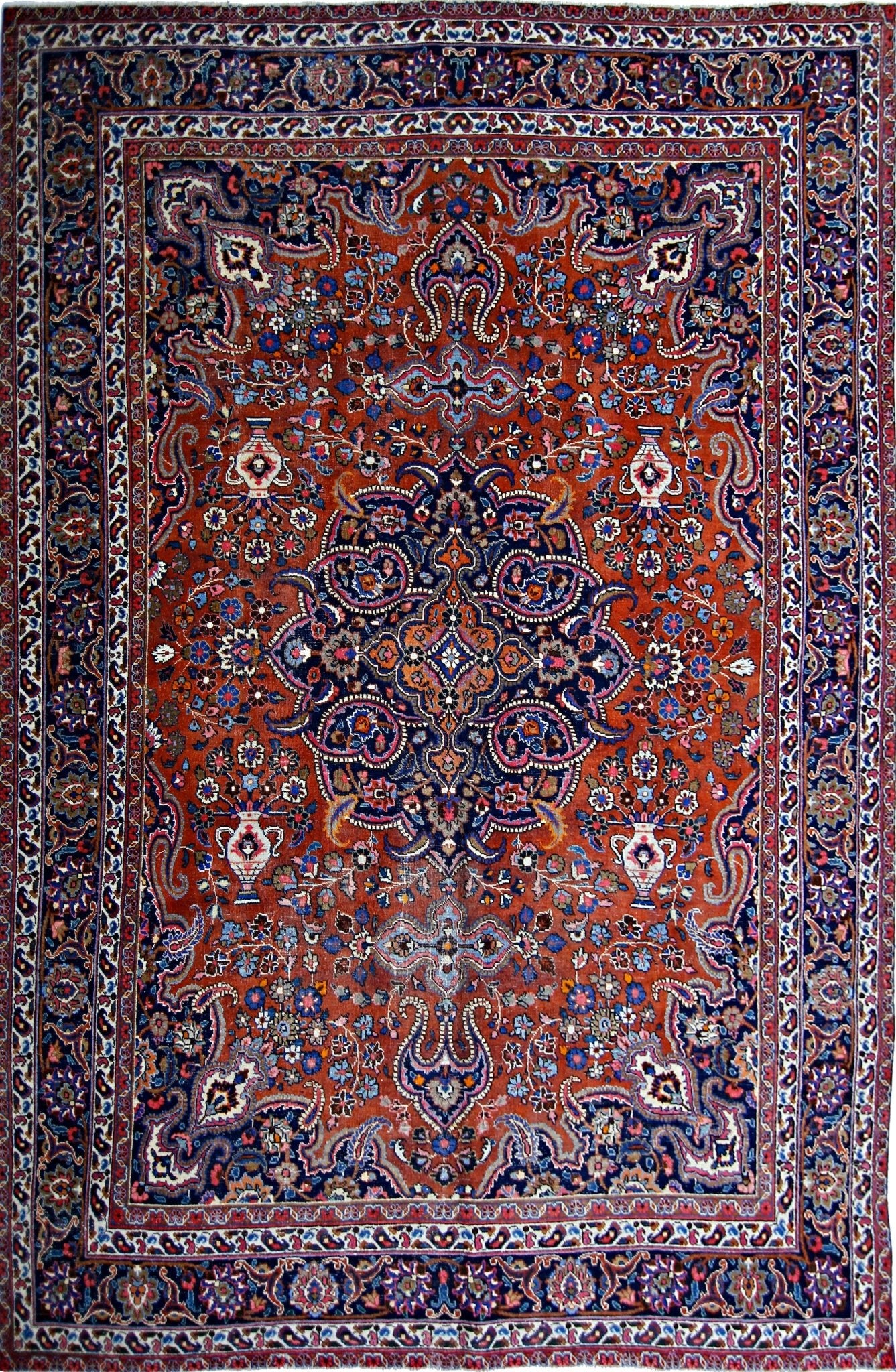 Handmade Vintage Persian Sarouk Rug | 298 x 211 cm | 9'9" x 6'11" - Najaf Rugs & Textile