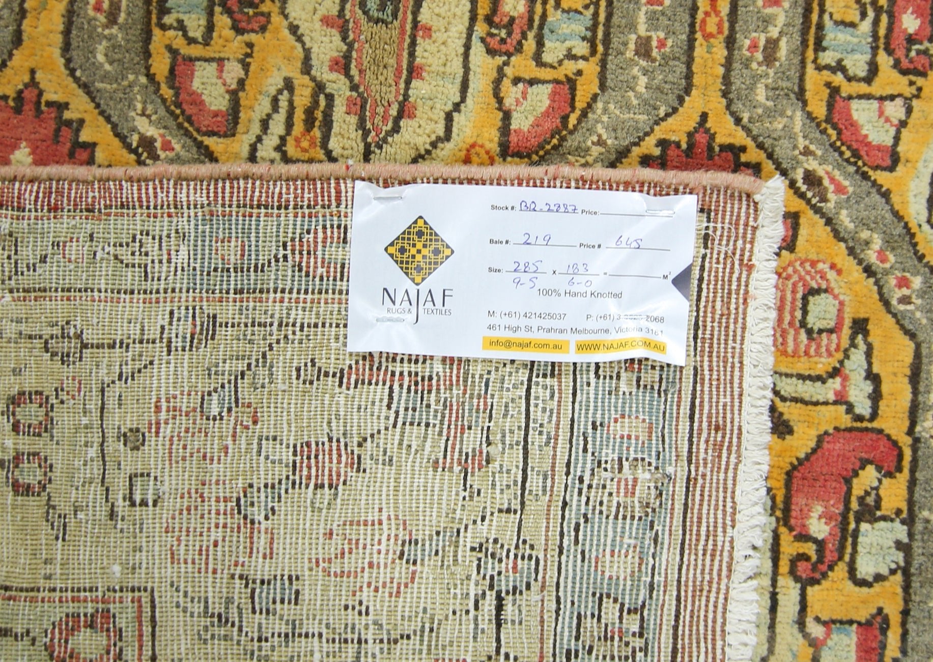Handmade Vintage Persian Senneh Paisley Rug | 285 x 183 cm | 9'5" x 6' - Najaf Rugs & Textile