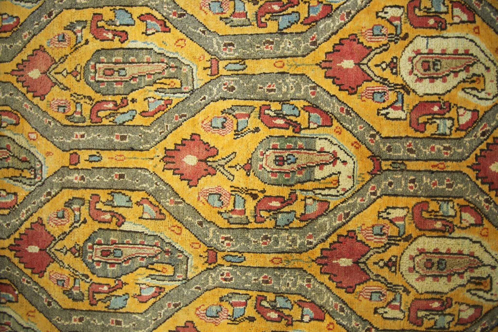 Handmade Vintage Persian Senneh Paisley Rug | 285 x 183 cm | 9'5" x 6' - Najaf Rugs & Textile