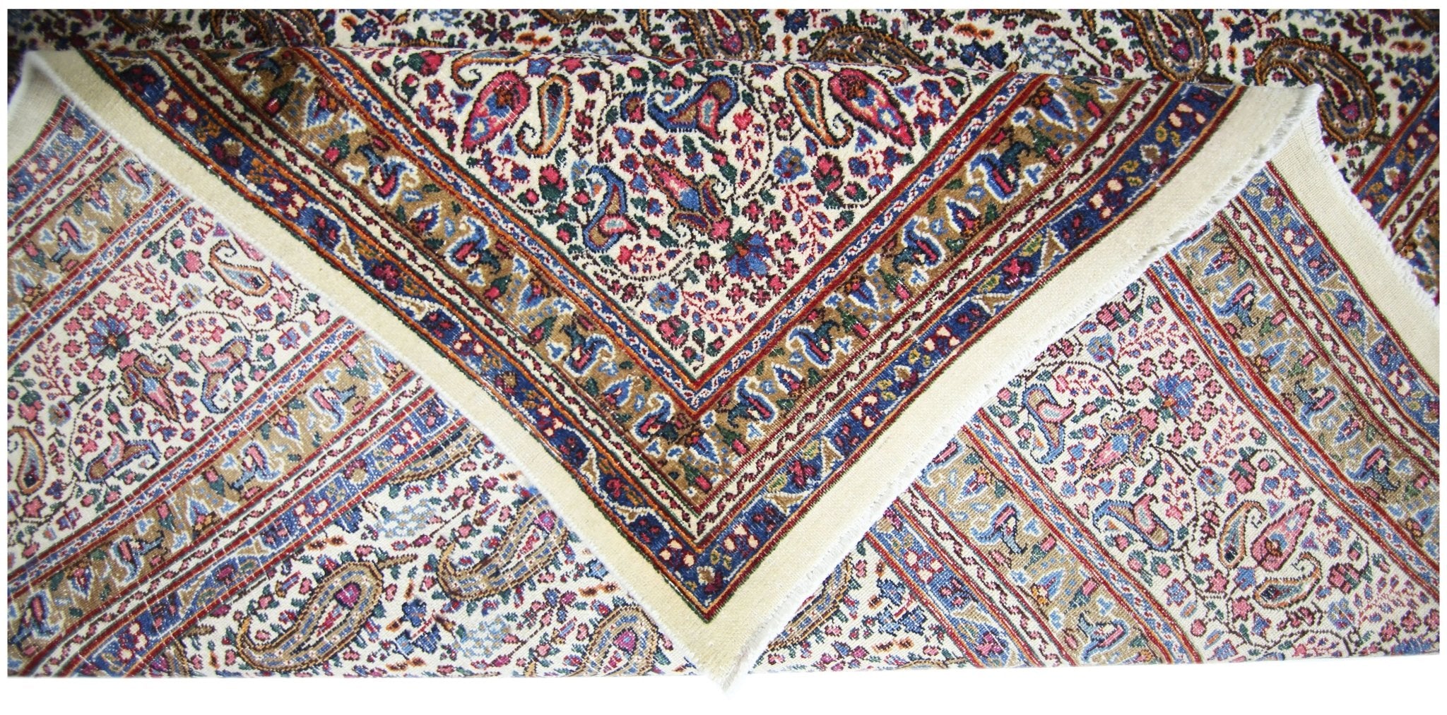Handmade Vintage Persian Senneh Paisley Rug | 387 x 295 cm | 12'8" x 9'8" - Najaf Rugs & Textile