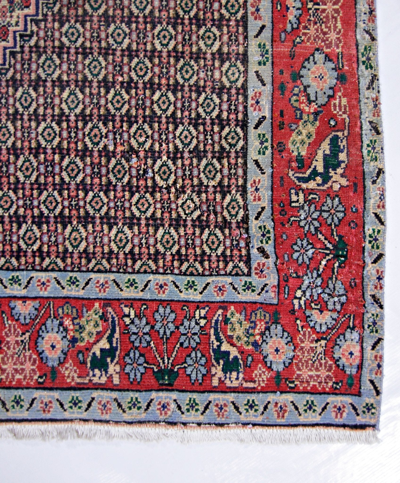 Handmade Vintage Persian Senneh Rug | 160 x 125 cm | 5'3" x 4'1" - Najaf Rugs & Textile