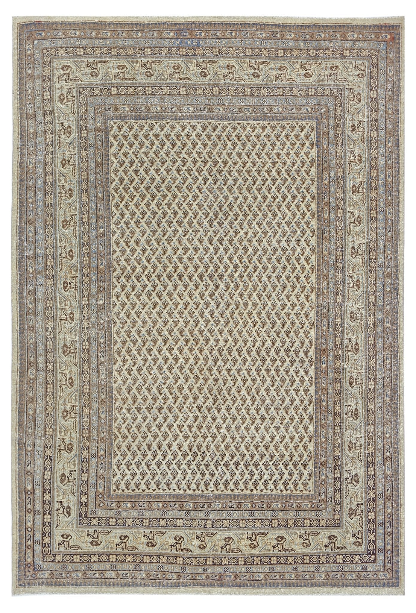 Handmade Vintage Persian Senneh Rug | 255 x 168 cm | 8'4" x 5'6" - Najaf Rugs & Textile