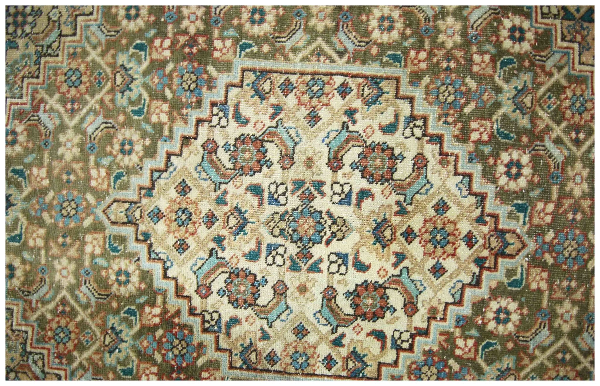Handmade Vintage Persian Senneh Rug | 276 x 199 cm | 9' x 6'6" - Najaf Rugs & Textile