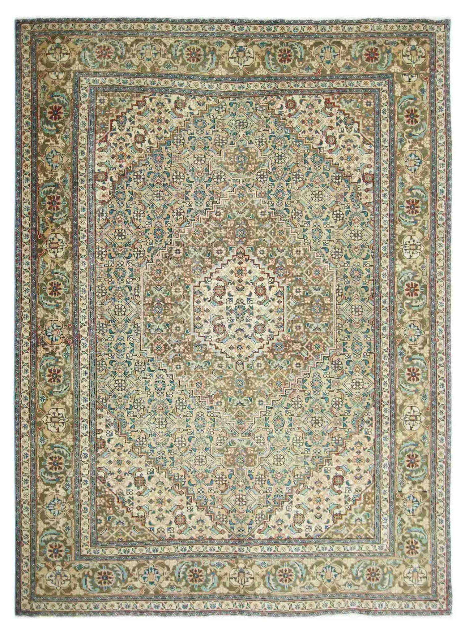 Handmade Vintage Persian Senneh Rug | 276 x 199 cm | 9' x 6'6" - Najaf Rugs & Textile