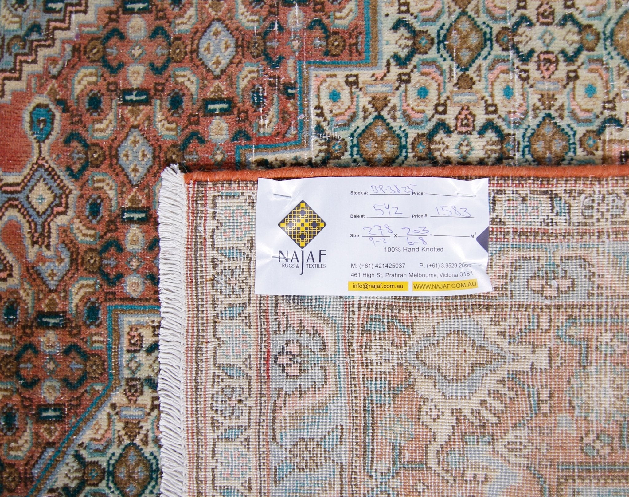 Handmade Vintage Persian Senneh Rug | 278 x 203 cm | 9'2" x 6'8" - Najaf Rugs & Textile
