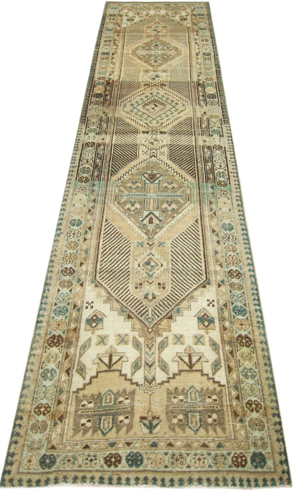 Handmade Vintage Persian Serab Hallway Runner | 345 x 104 cm | 11'4" x 3'6" - Najaf Rugs & Textile