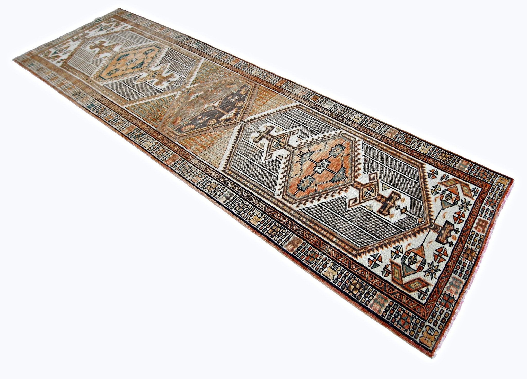Handmade Vintage Persian Serab Hallway Runner | 345 x 96 cm | 11'4" x 3'2" - Najaf Rugs & Textile