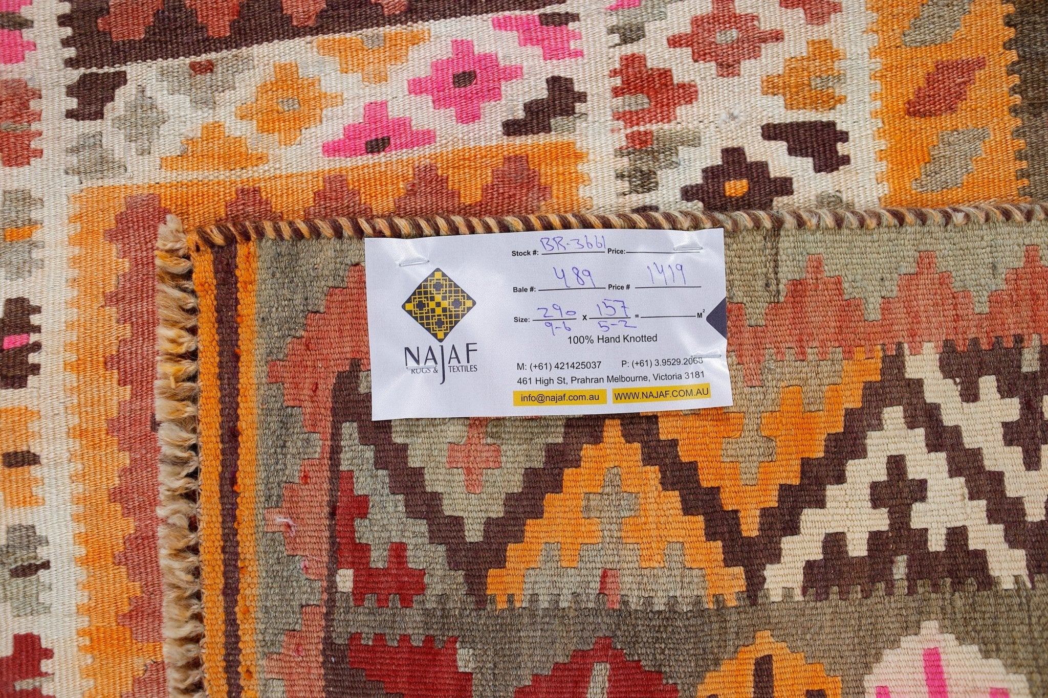 Handmade Vintage Persian Shiraz Kilim | 290 x 157 cm | 9'6" x 5'2" - Najaf Rugs & Textile