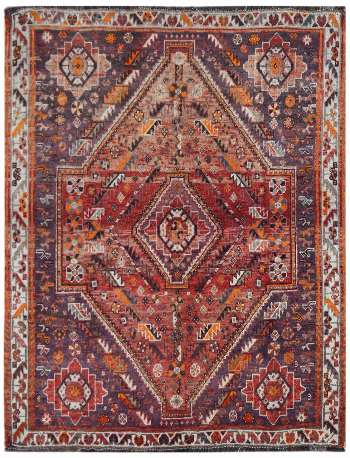 Handmade Vintage Persian Shiraz Rug | 155 x 121 cm | 5'1" x 4' - Najaf Rugs & Textile