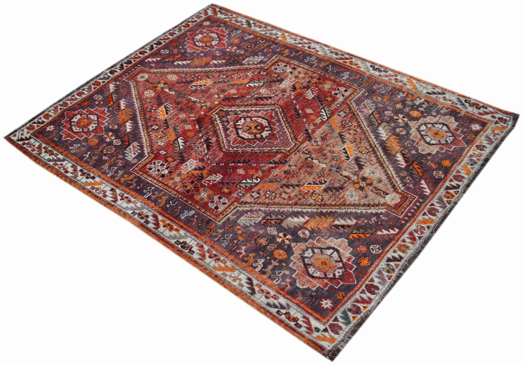 Handmade Vintage Persian Shiraz Rug | 155 x 121 cm | 5'1" x 4' - Najaf Rugs & Textile