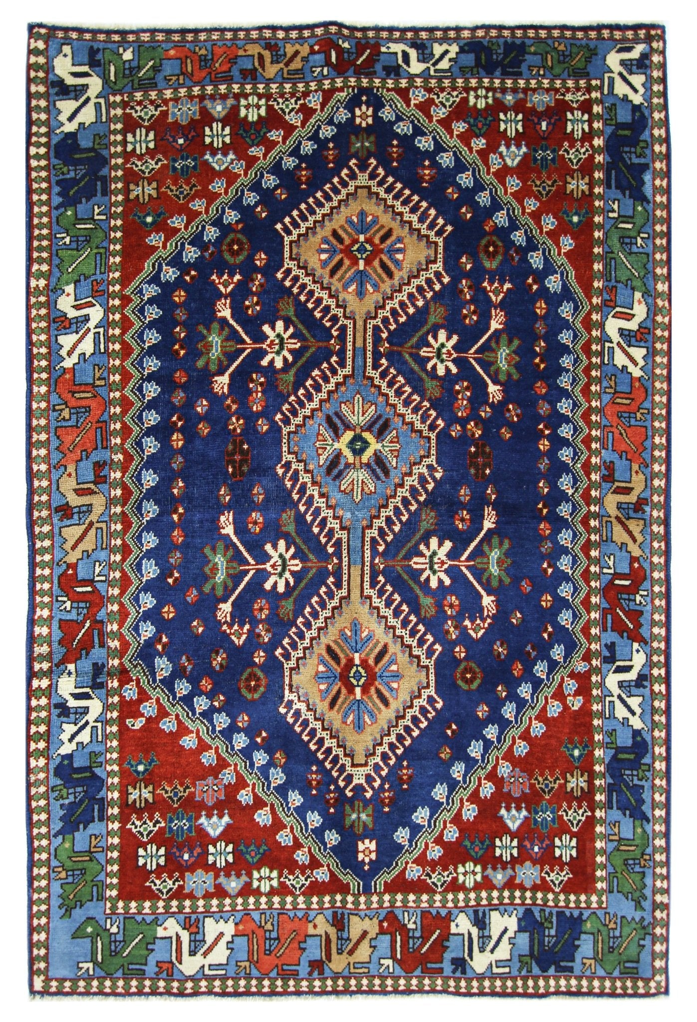 Handmade Vintage Persian Shiraz Rug | 168 x 111 cm | 5'6" x 3'8" - Najaf Rugs & Textile
