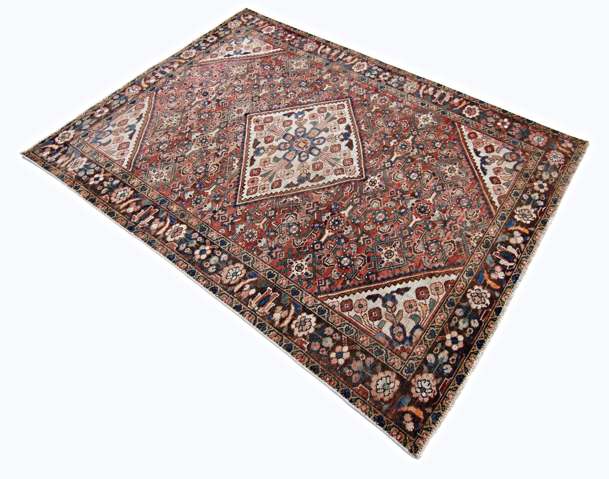 Handmade Vintage Persian Shiraz Rug | 207 x 146 cm | 6'9" x 4'9" - Najaf Rugs & Textile