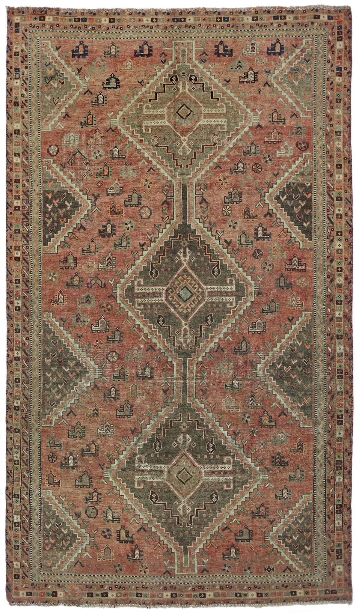 Handmade Vintage Persian Shiraz Rug | 241 x 134 cm | 7'11" x 4'4" - Najaf Rugs & Textile