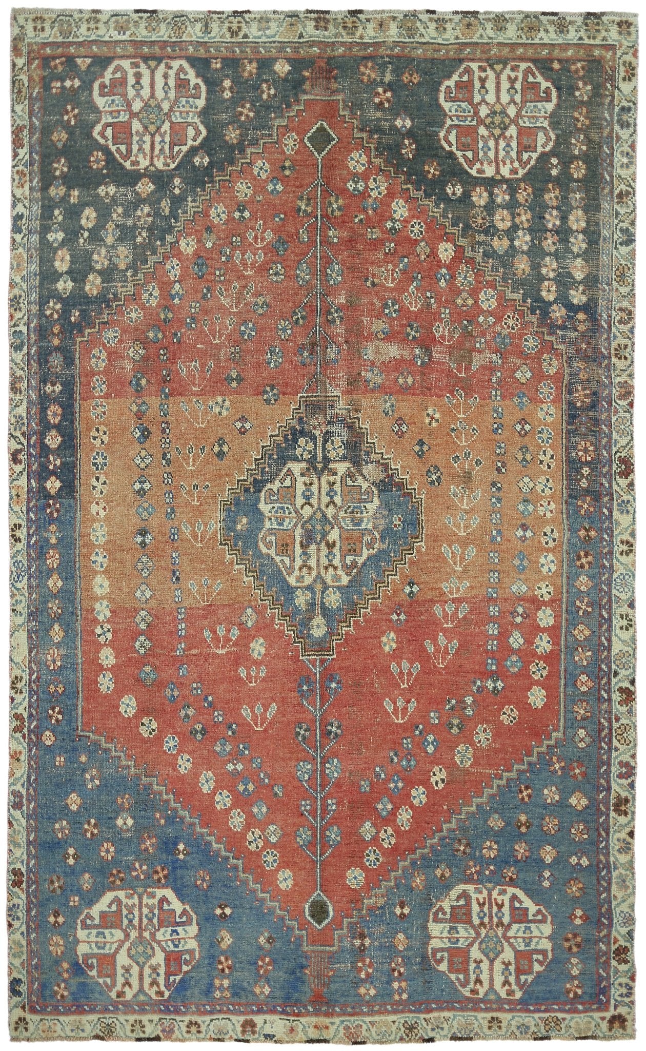 Handmade Vintage Persian Shiraz Rug | 250 x 154 cm | 8'2" x 5'1" - Najaf Rugs & Textile