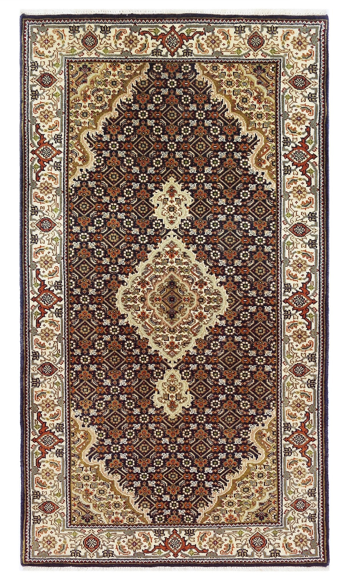 Handmade Vintage Persian Silk Tabriz Rug | 119 x 63 cm | 3'11" x 2'1" - Najaf Rugs & Textile