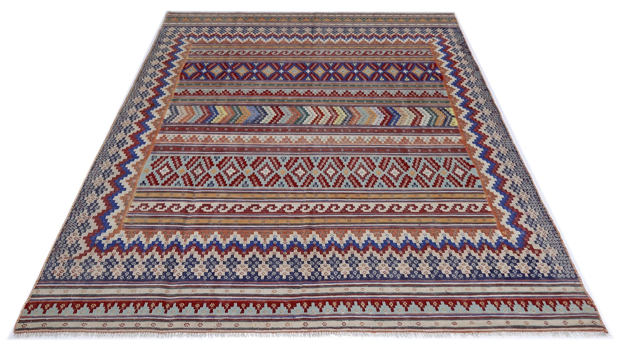 Handmade Vintage Persian Sumak Kilim | 286 x 193 cm | 9'5" x 6'4" - Najaf Rugs & Textile
