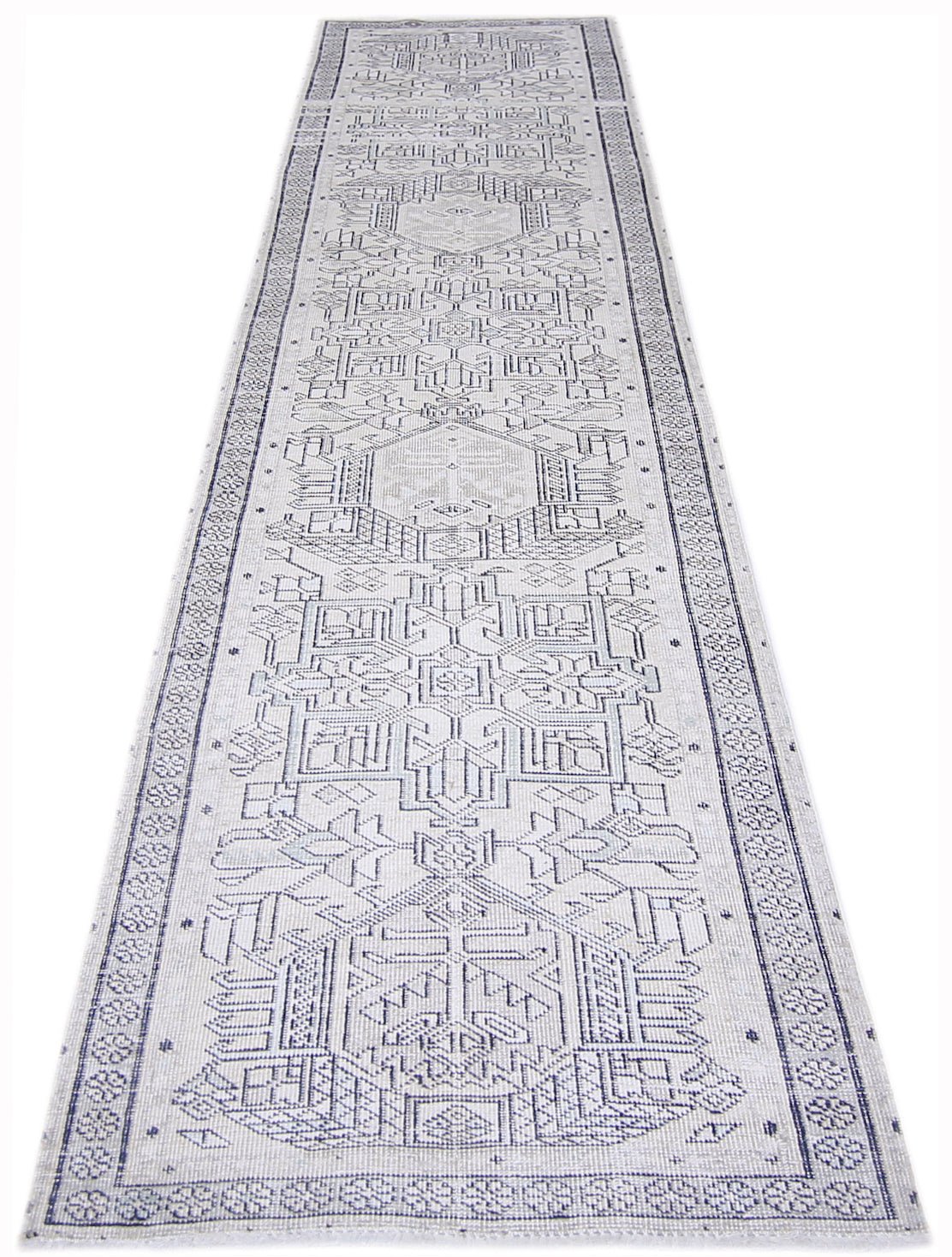 Handmade Vintage Persian Tabriz Hallway Runner | 372 x 90 cm | 12'2" x 2'11" - Najaf Rugs & Textile