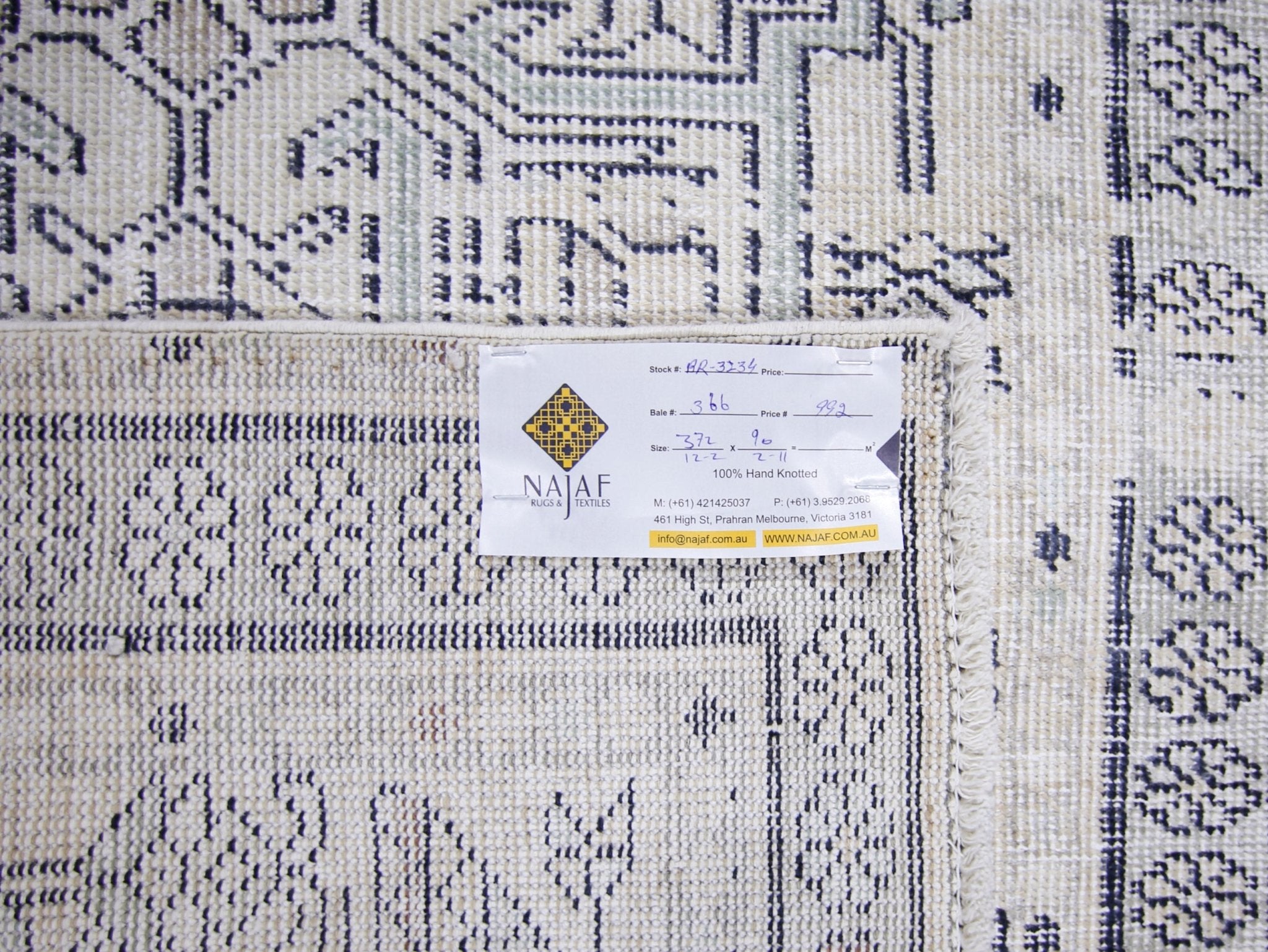 Handmade Vintage Persian Tabriz Hallway Runner | 372 x 90 cm | 12'2" x 2'11" - Najaf Rugs & Textile