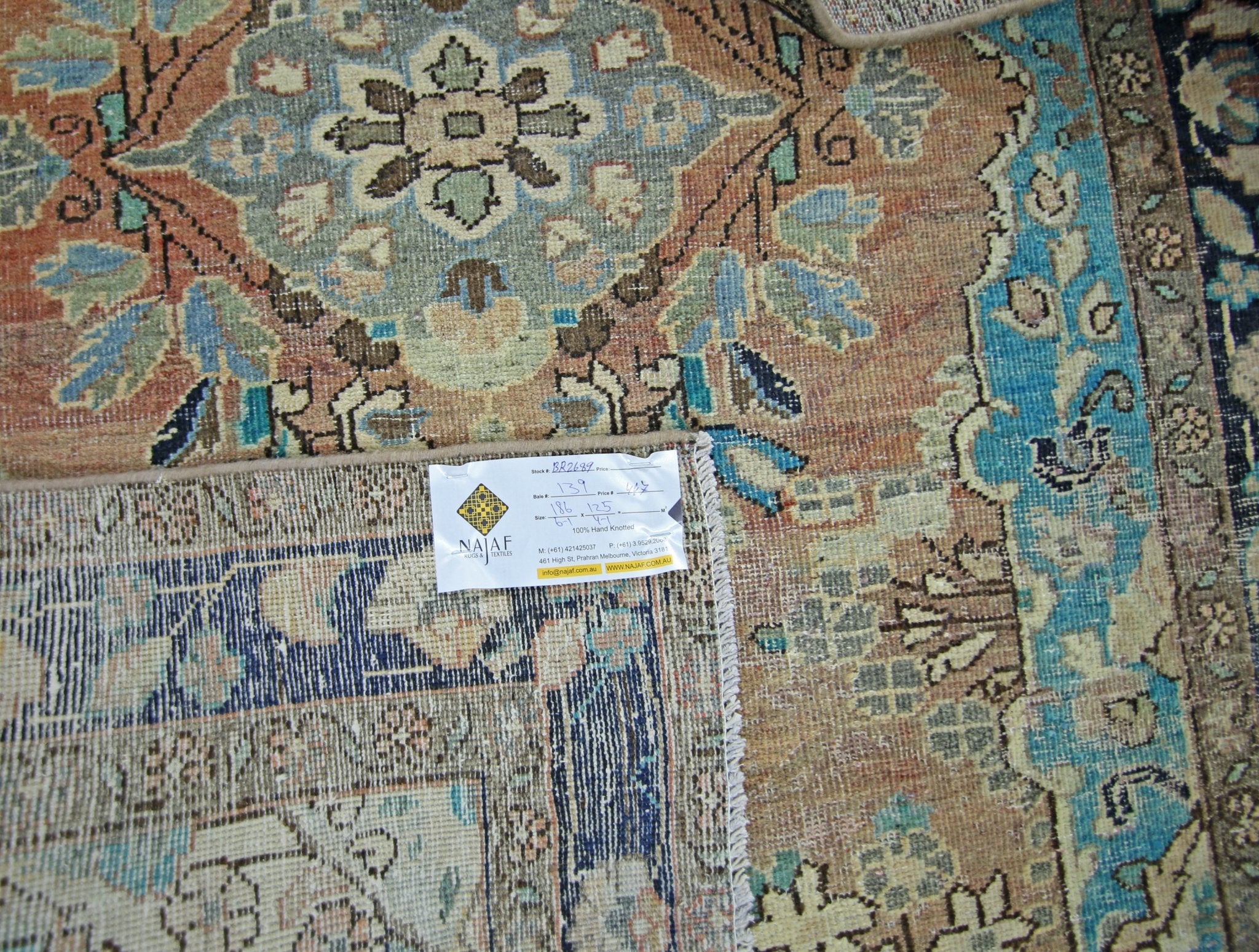Handmade Vintage Persian Tabriz Rug | 186 x 125 cm | 6'1" x 4'1" - Najaf Rugs & Textile