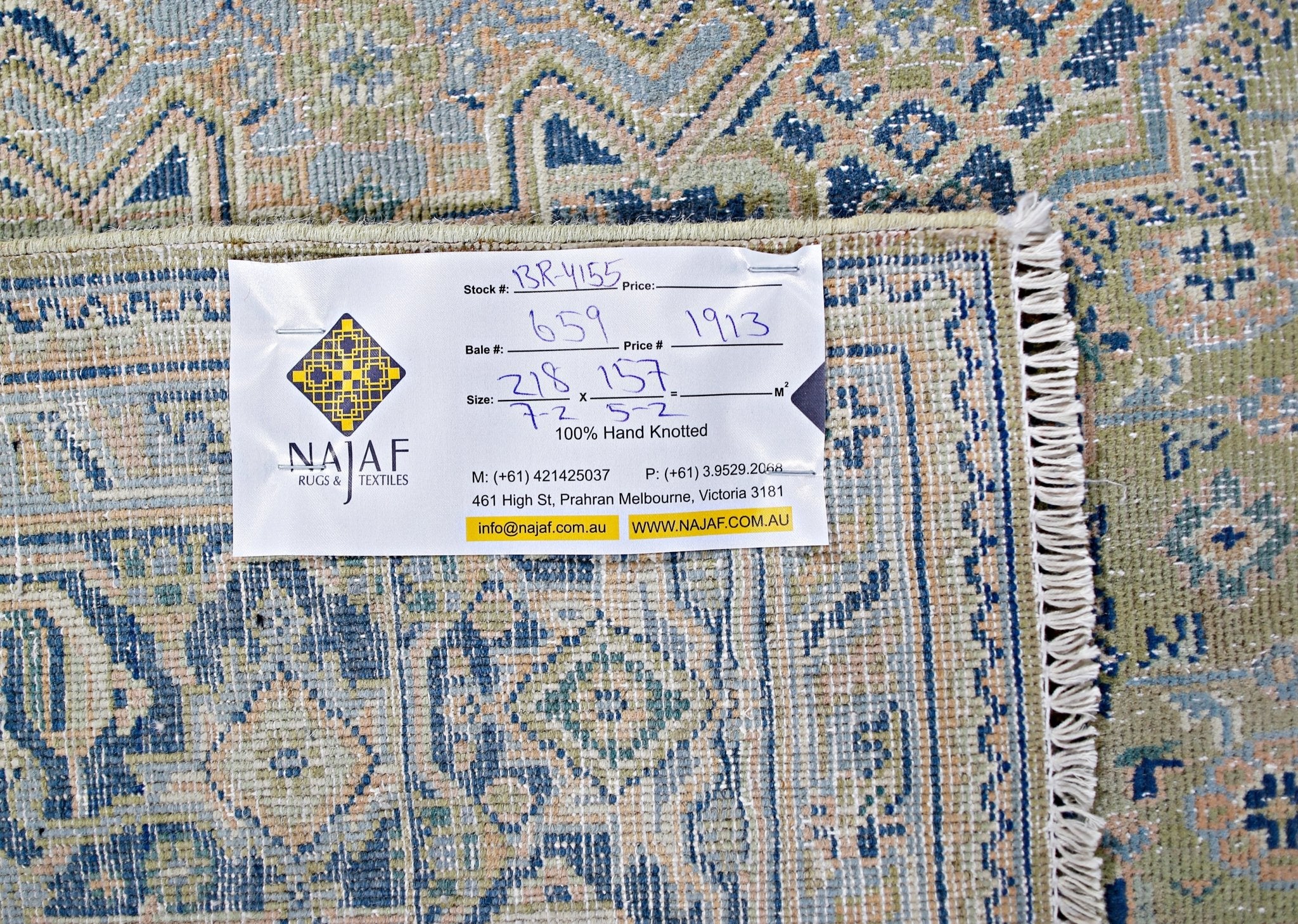 Handmade Vintage Persian Tabriz Rug | 218 x 157 cm | 7'2" x 5'2" - Najaf Rugs & Textile