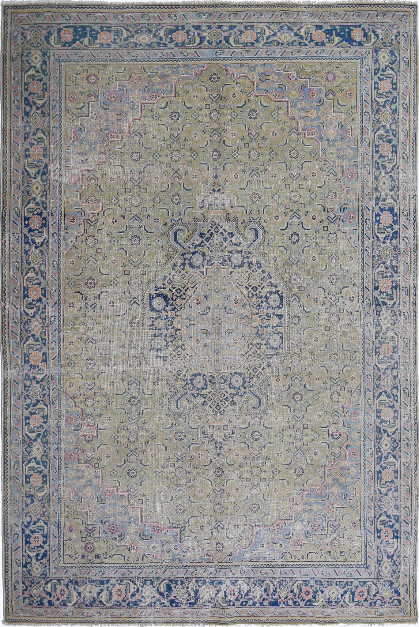 Handmade Vintage Persian Tabriz Rug | 218 x 157 cm | 7'2" x 5'2" - Najaf Rugs & Textile