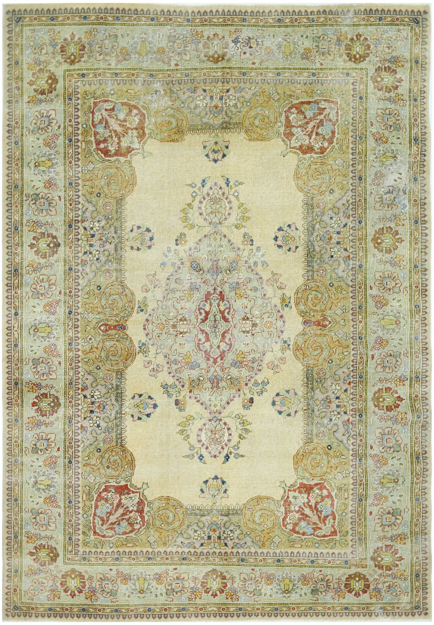 Handmade Vintage Persian Tabriz Rug | 246 x 165 cm | 8'1" x 5'5" - Najaf Rugs & Textile