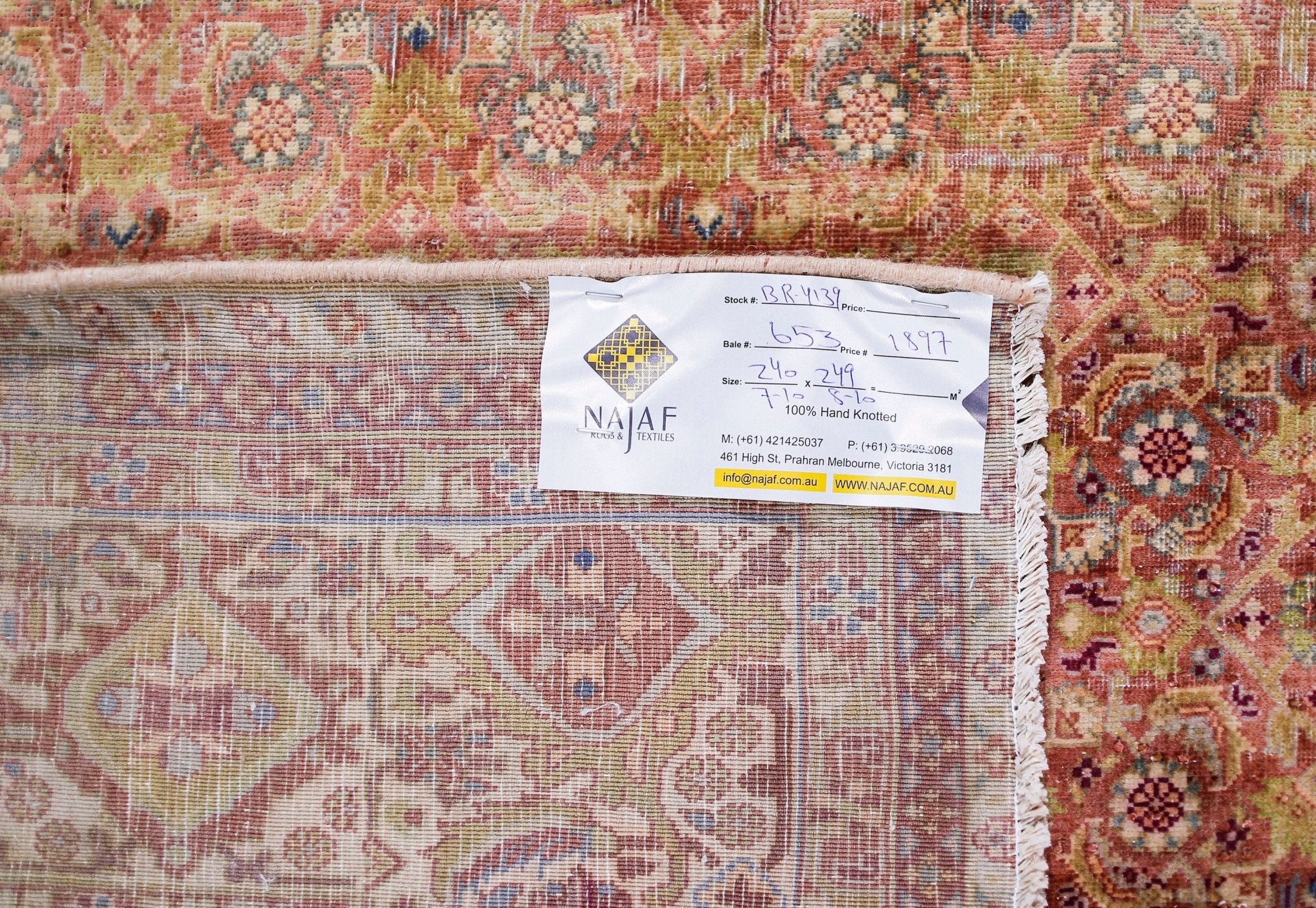 Handmade Vintage Persian Tabriz Rug | 249 x 240 cm | 8'10" x 7'10" - Najaf Rugs & Textile