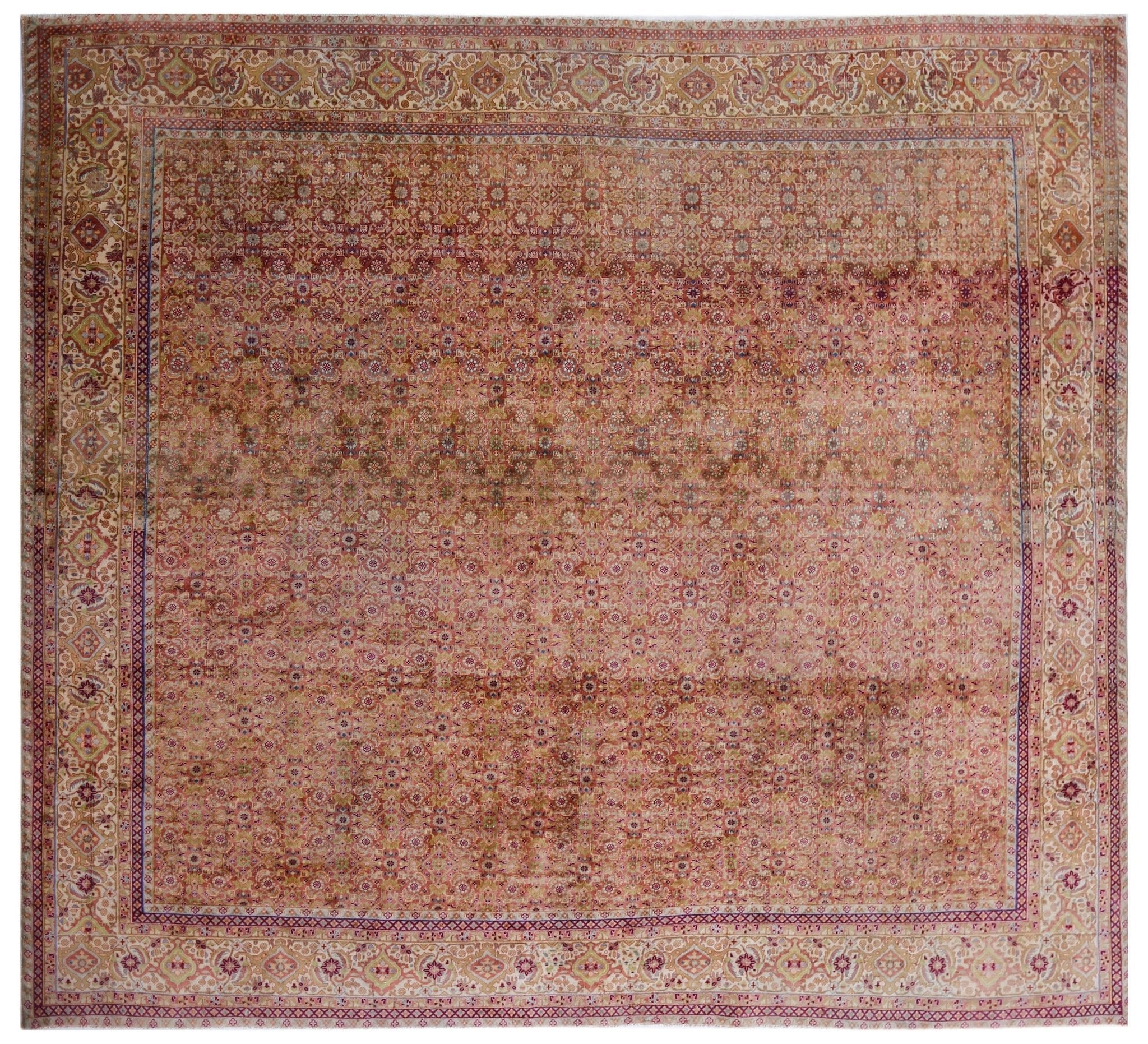 Handmade Vintage Persian Tabriz Rug | 249 x 240 cm | 8'10" x 7'10" - Najaf Rugs & Textile