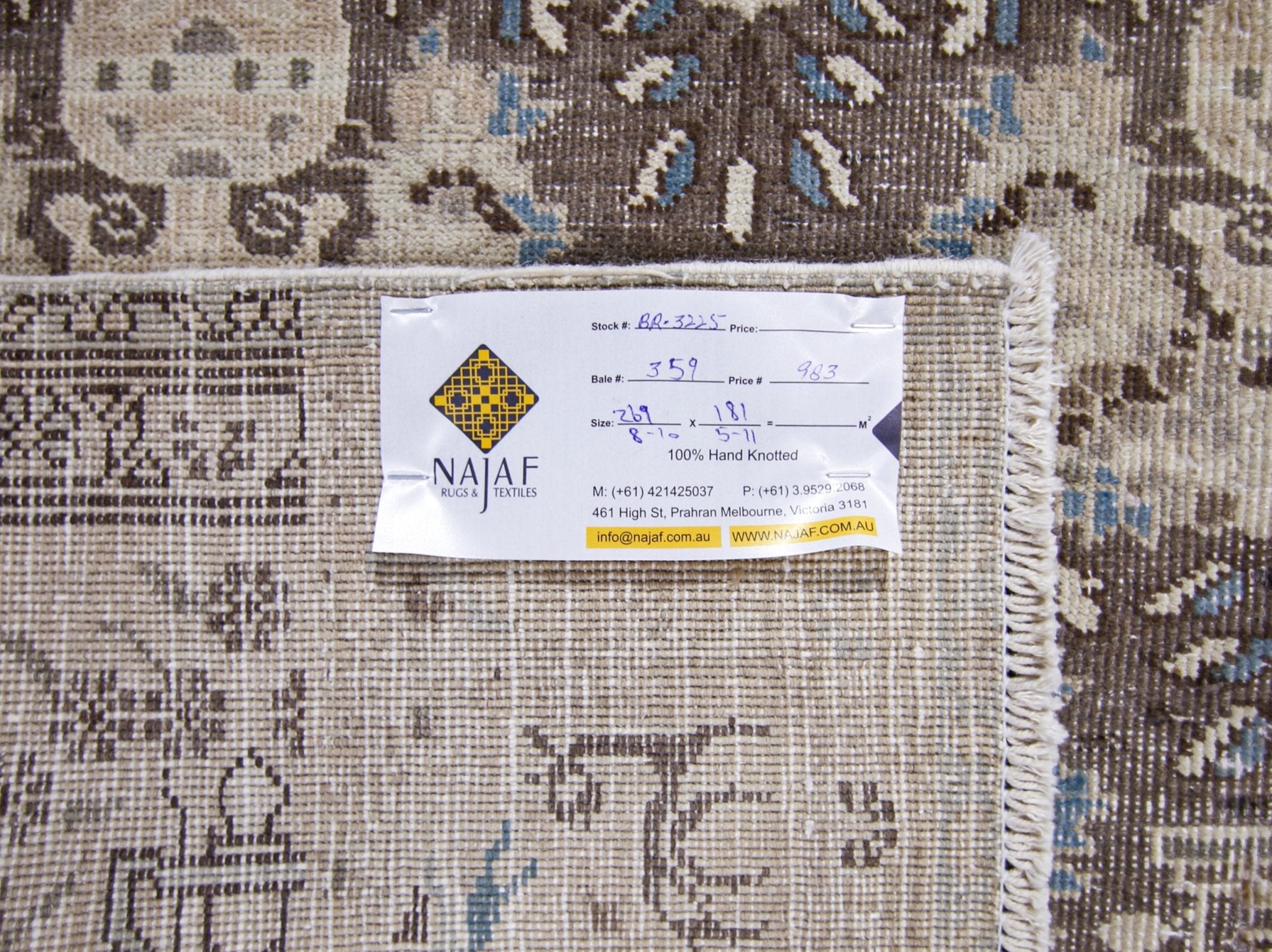 Handmade Vintage Persian Tabriz Rug | 269 x 181 cm | 8'10" x 5'11" - Najaf Rugs & Textile