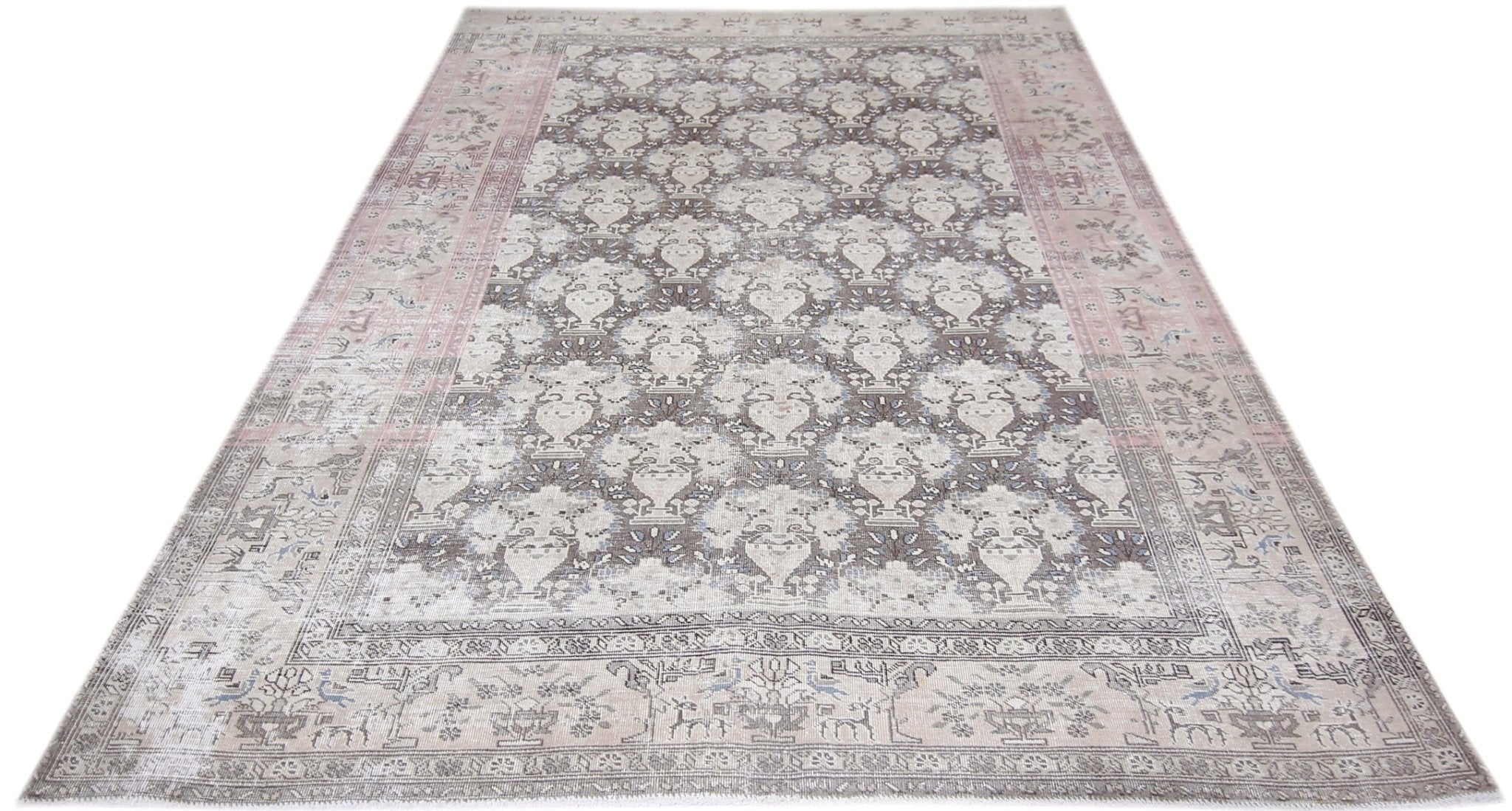 Handmade Vintage Persian Tabriz Rug | 269 x 181 cm | 8'10" x 5'11" - Najaf Rugs & Textile